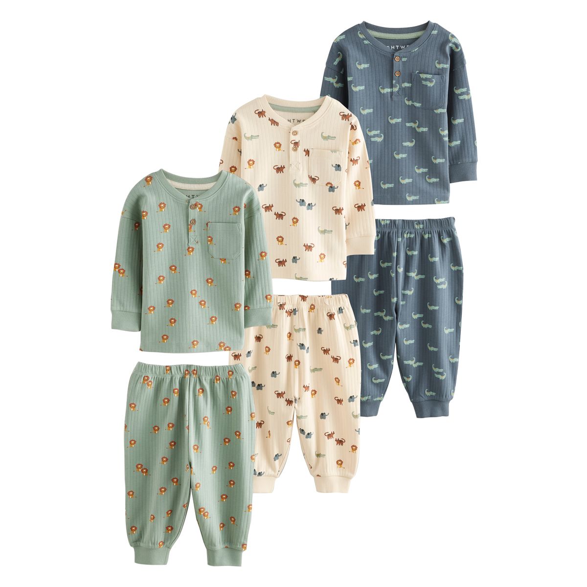 Pyjama oversize, lot de 3 bleu/écru, NEXT