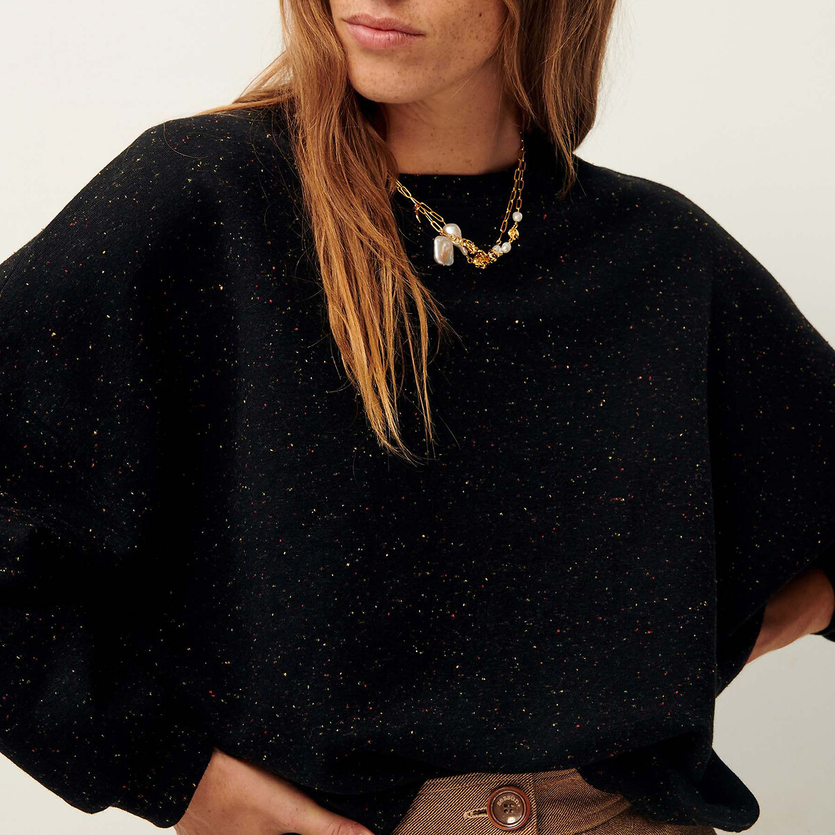 Chebbi Loose Fit Sweatshirt with Crew Neck black, SESSUN