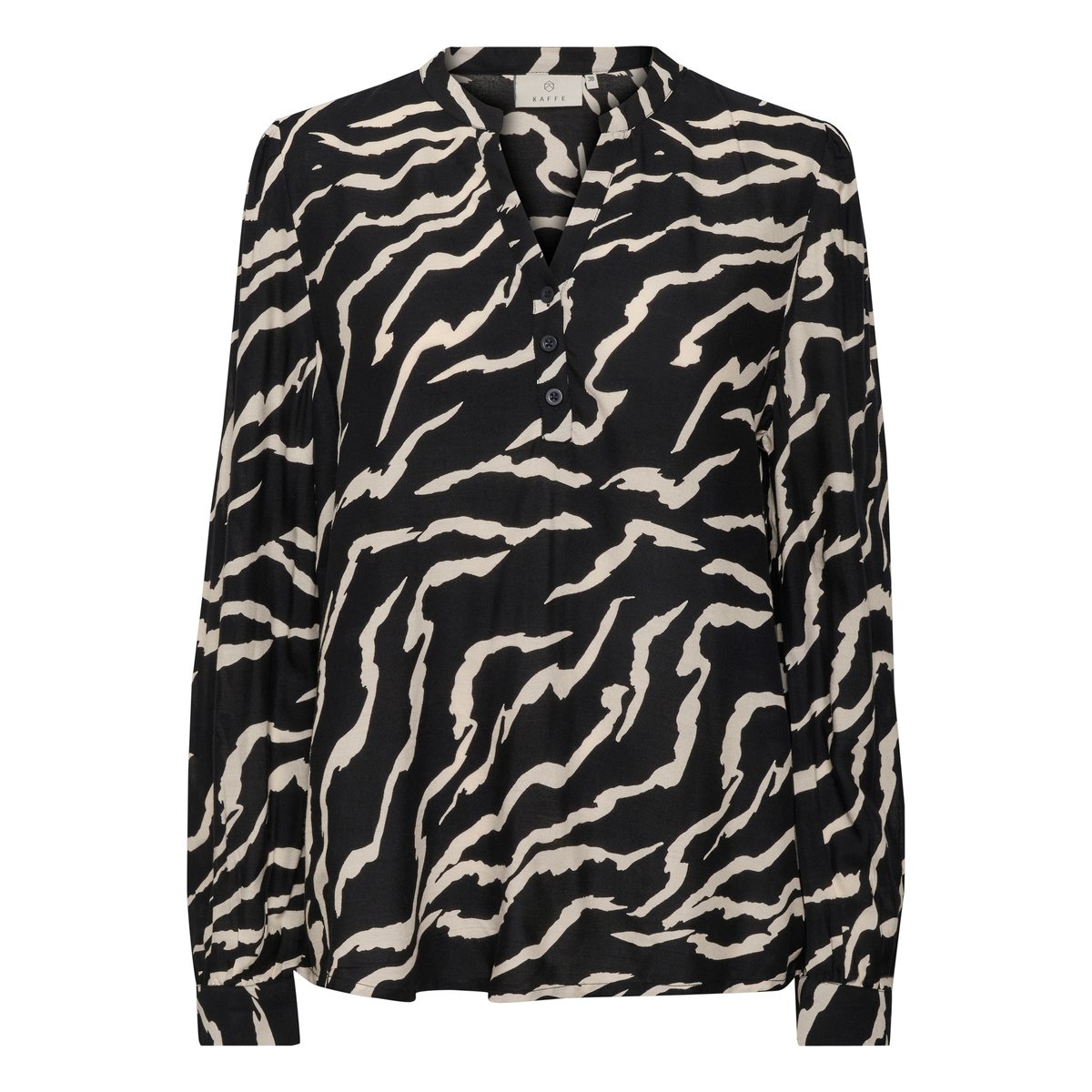 Blouse à manches longues noir blanc zebra animalier, KAFFE