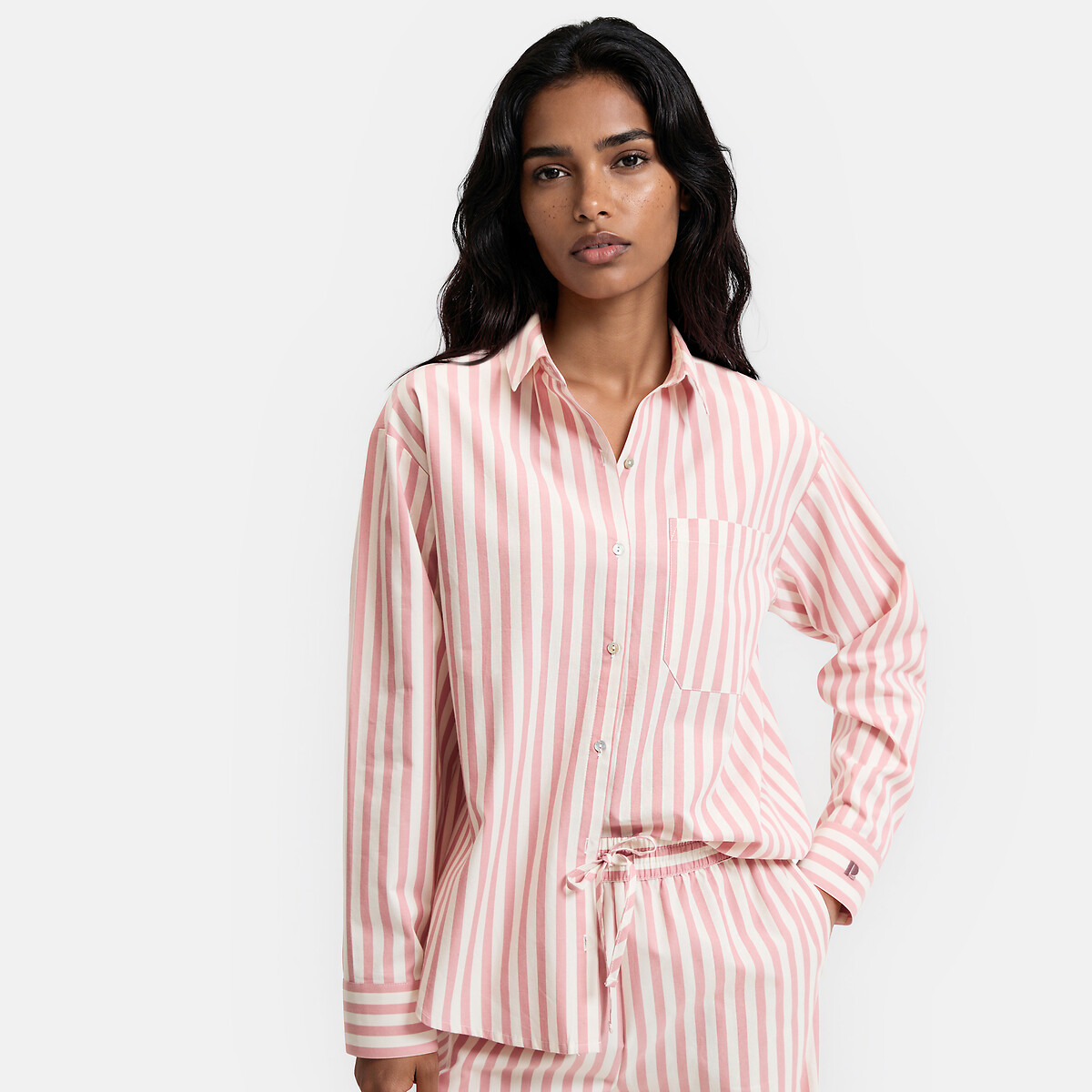 Pijama de rayas en popelín, Signature Carlita rayas rosa, LA REDOUTE COLLECTIONS