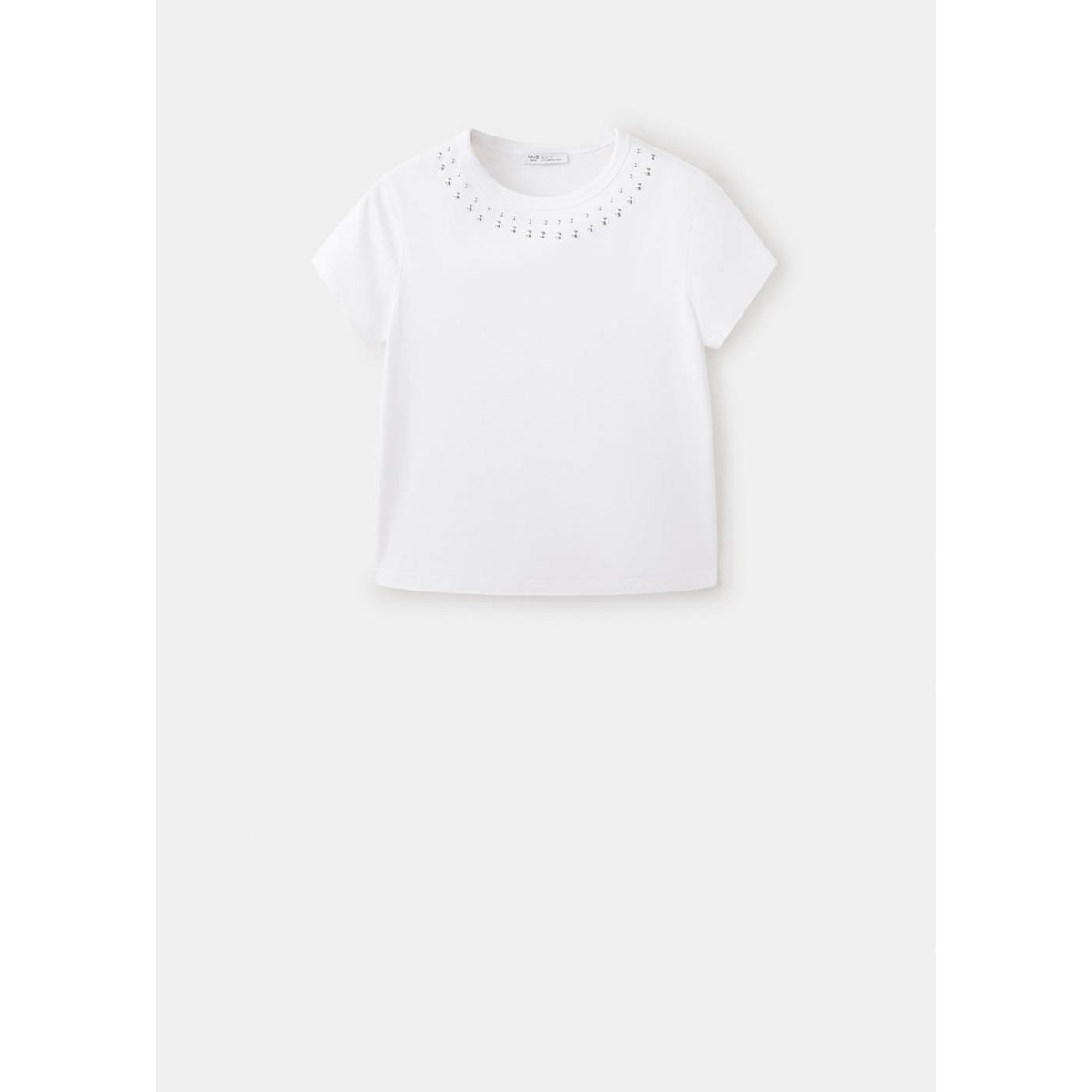 T-shirt coton à clous blanc cassé, MANGO TEEN