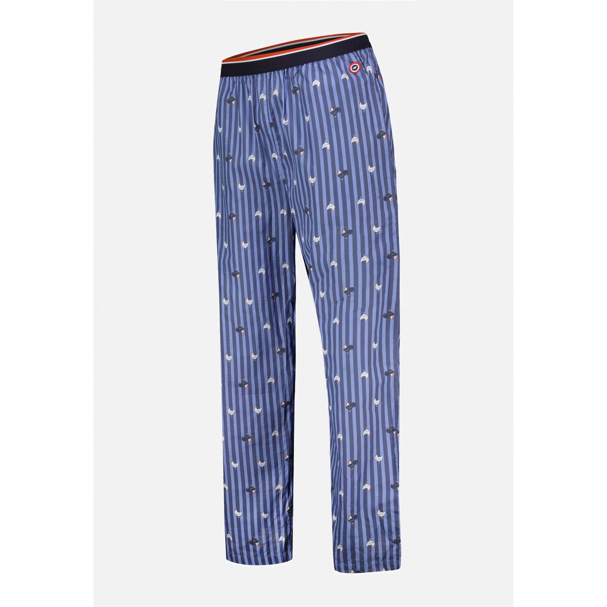 Bas de pyjama long à motif rayure coq bleu acier en coton Bastien rayure coq bleu acier, LE SLIP FRANCAIS
