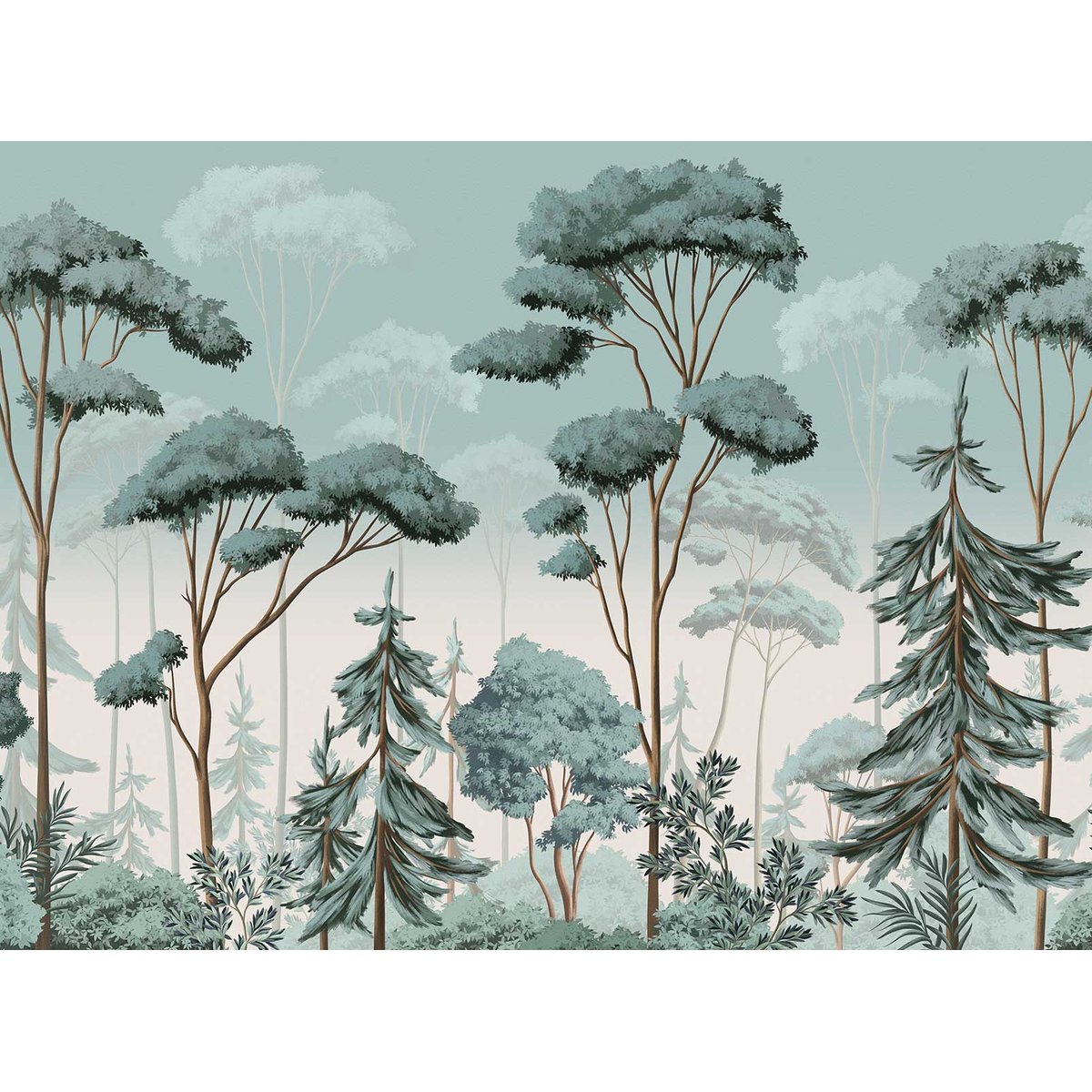 Papier peint forêt des fjords intissé, HEXOA