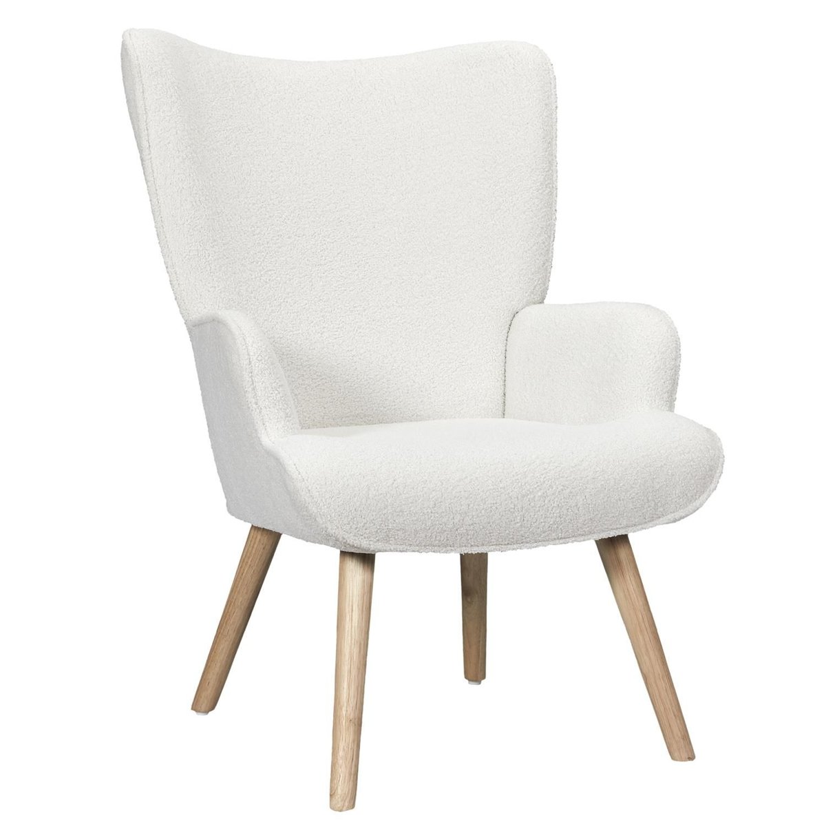 Fauteuil de salon en bouclette RHEA blanc, THE HOME DECO FACTORY