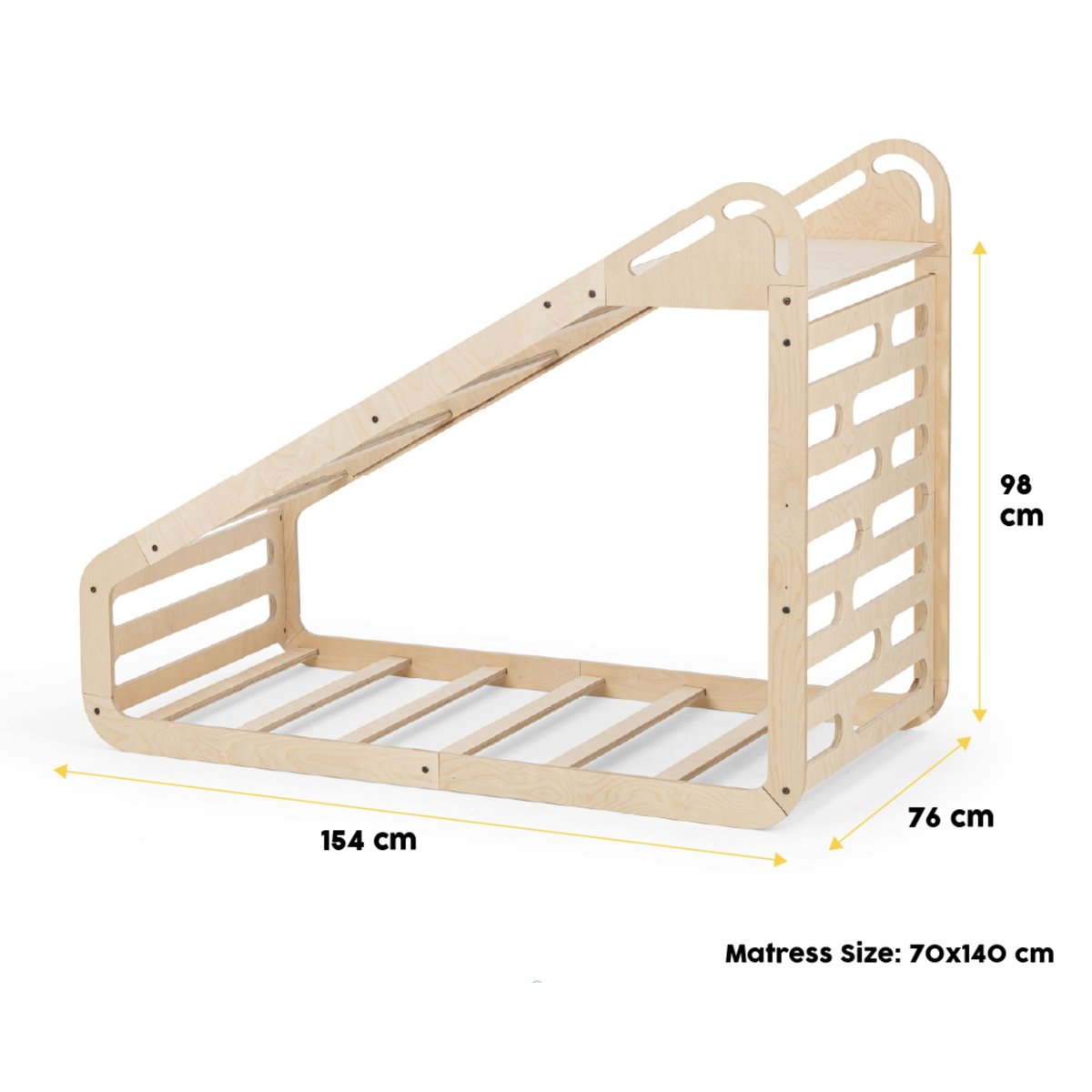 MAMATOYZ - Lit au sol enfant 70 x 140 cm en bois Sleepy Mini avec accessoires beige, MAMATOYS