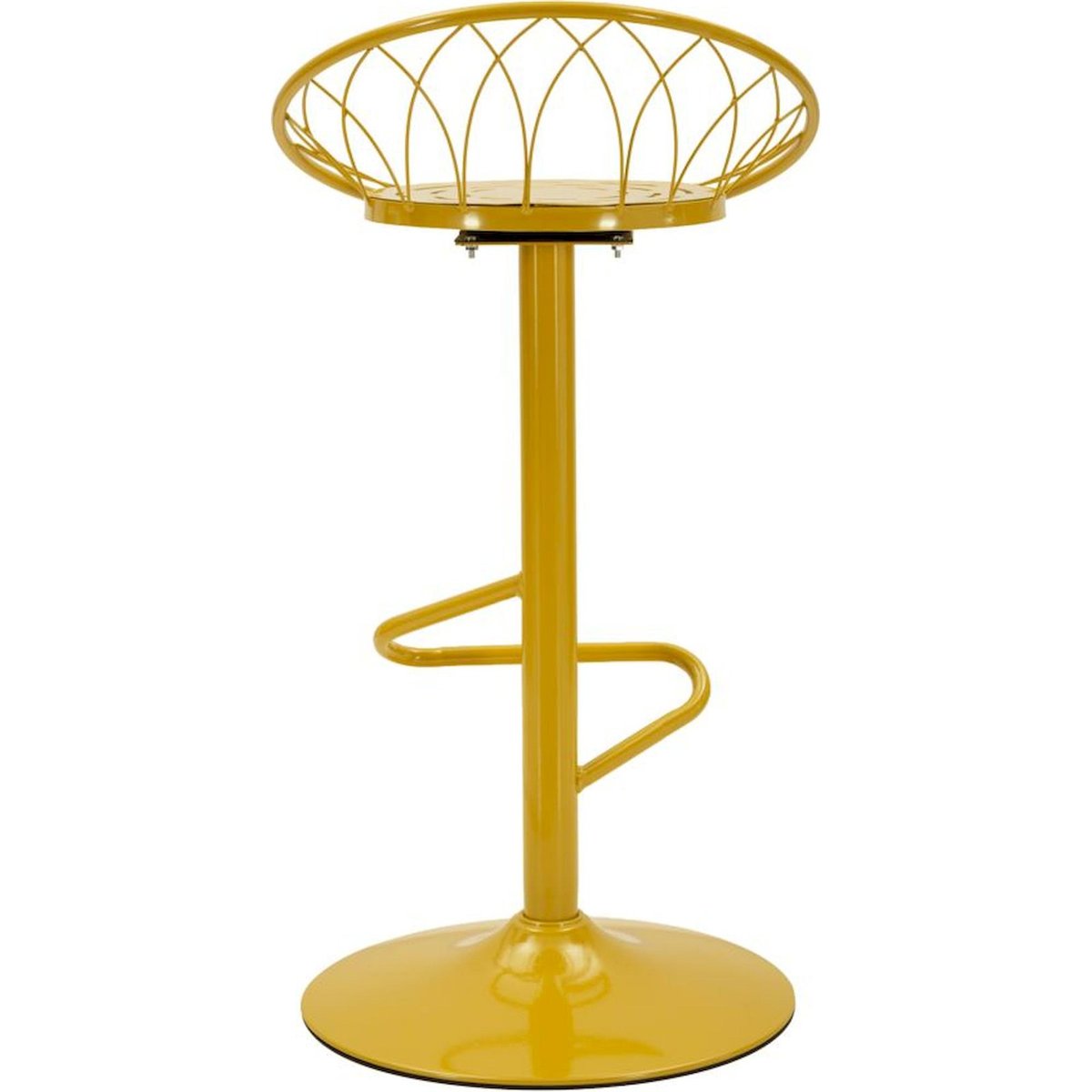 Tabouret de bar métal dossier ajouré MODERN moutarde, RECOLLECTION