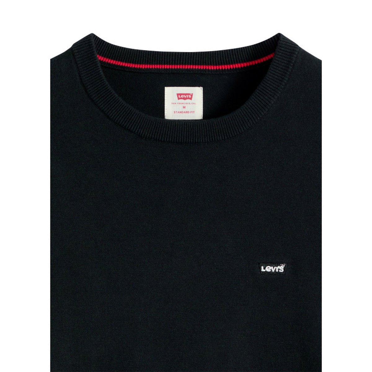 Pull en coton mélangé noir à coupe ajustée pourvu d'un col rond noir, LEVI'S