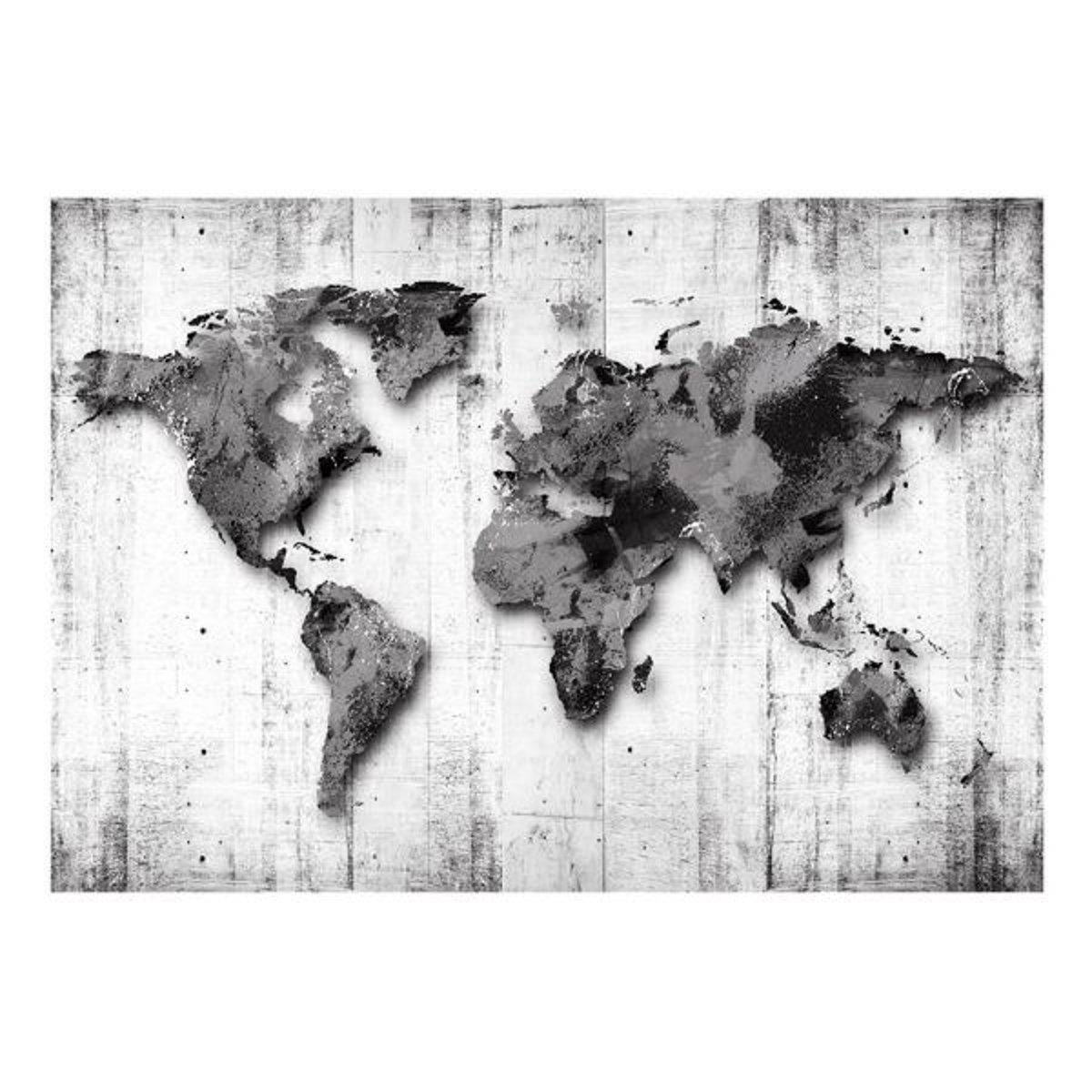 Papier peint intissé panoramique Carte du monde World in Shades of Gray noir, EDEN