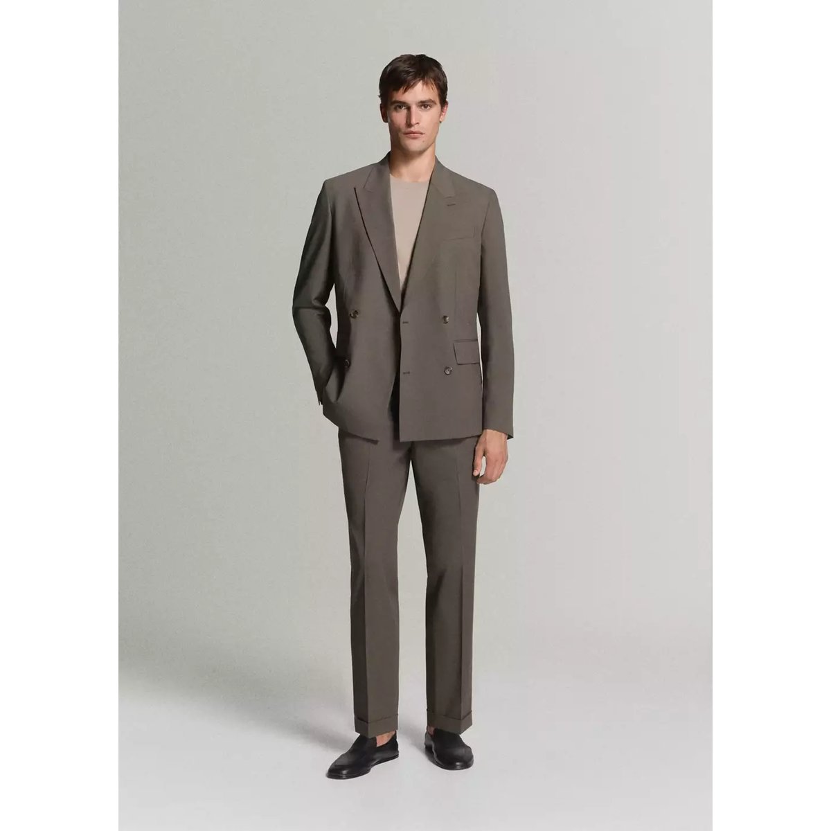 Pantalon costume Boston regular fit marron moyen, MANGO MAN