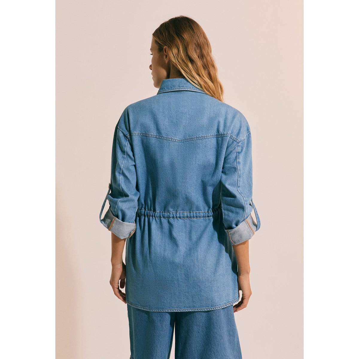 Veste mi-longue effet jean en coton PAULA DENIM bleu royal, ETAM