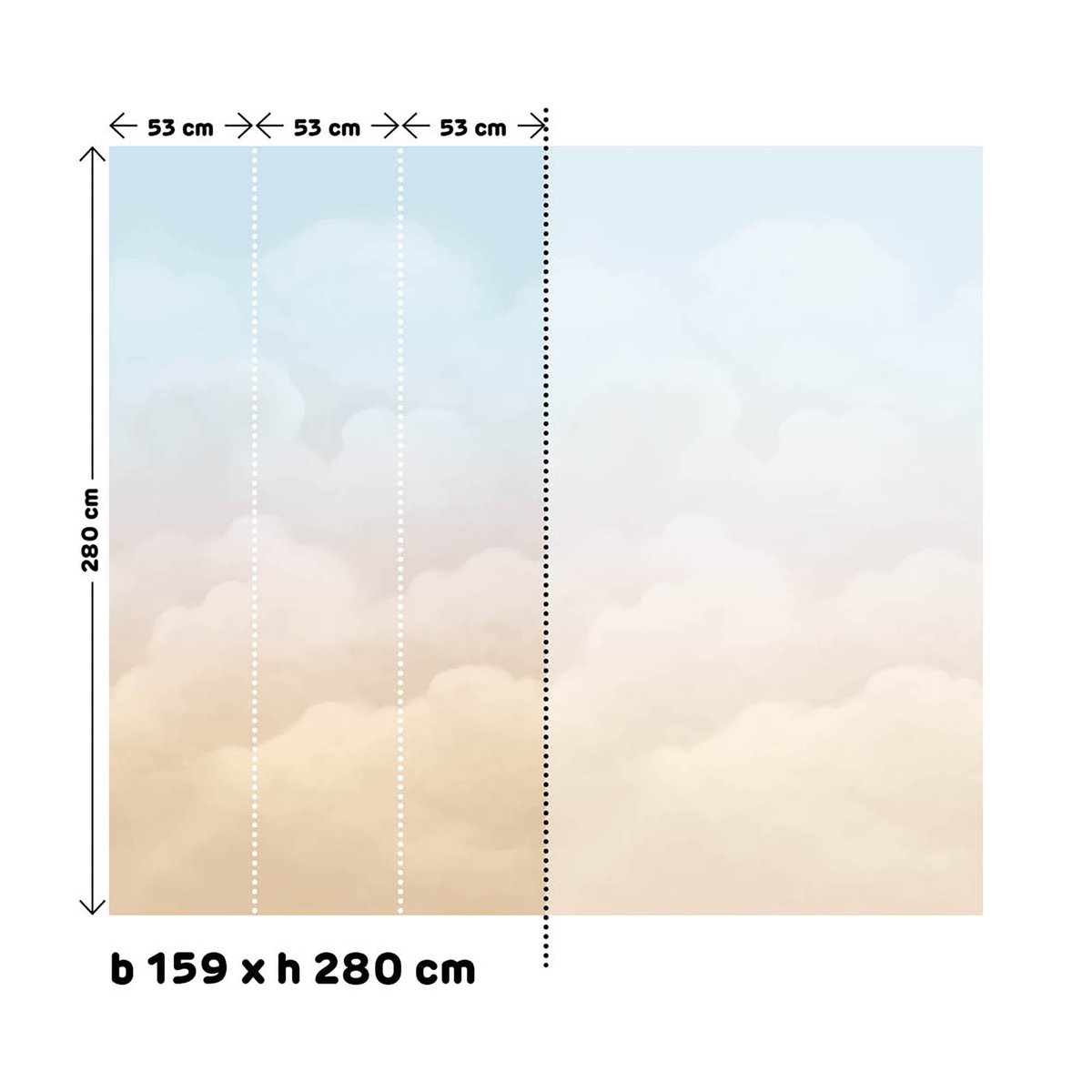 Fresque panoramique Dans les nuages doux pastel, SUBLIME
