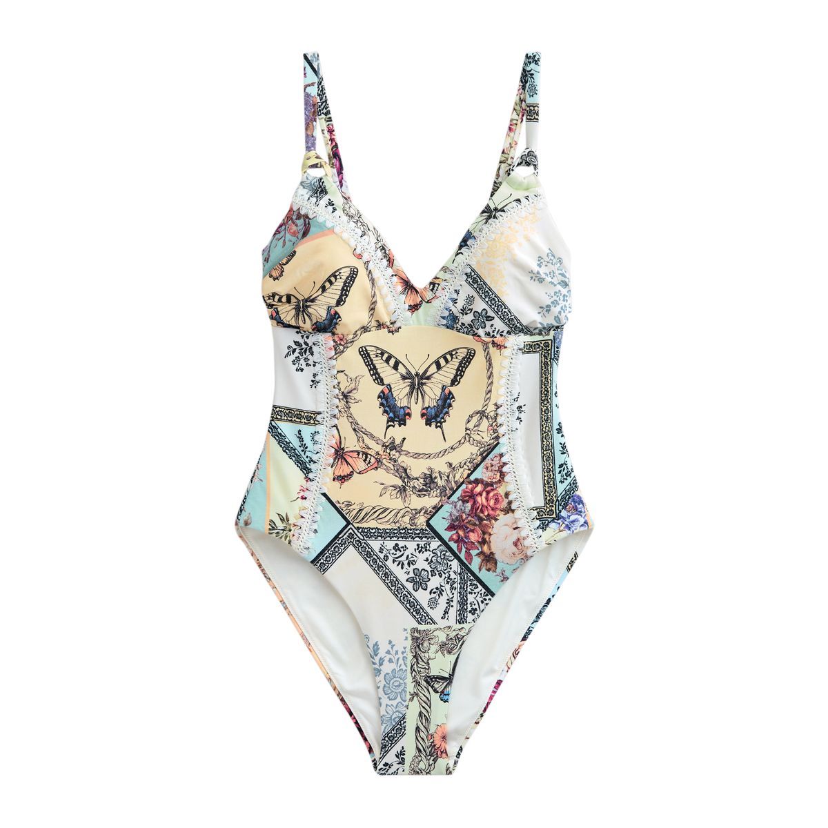Maillot de bain pigeonnant kaki/crème, NEXT