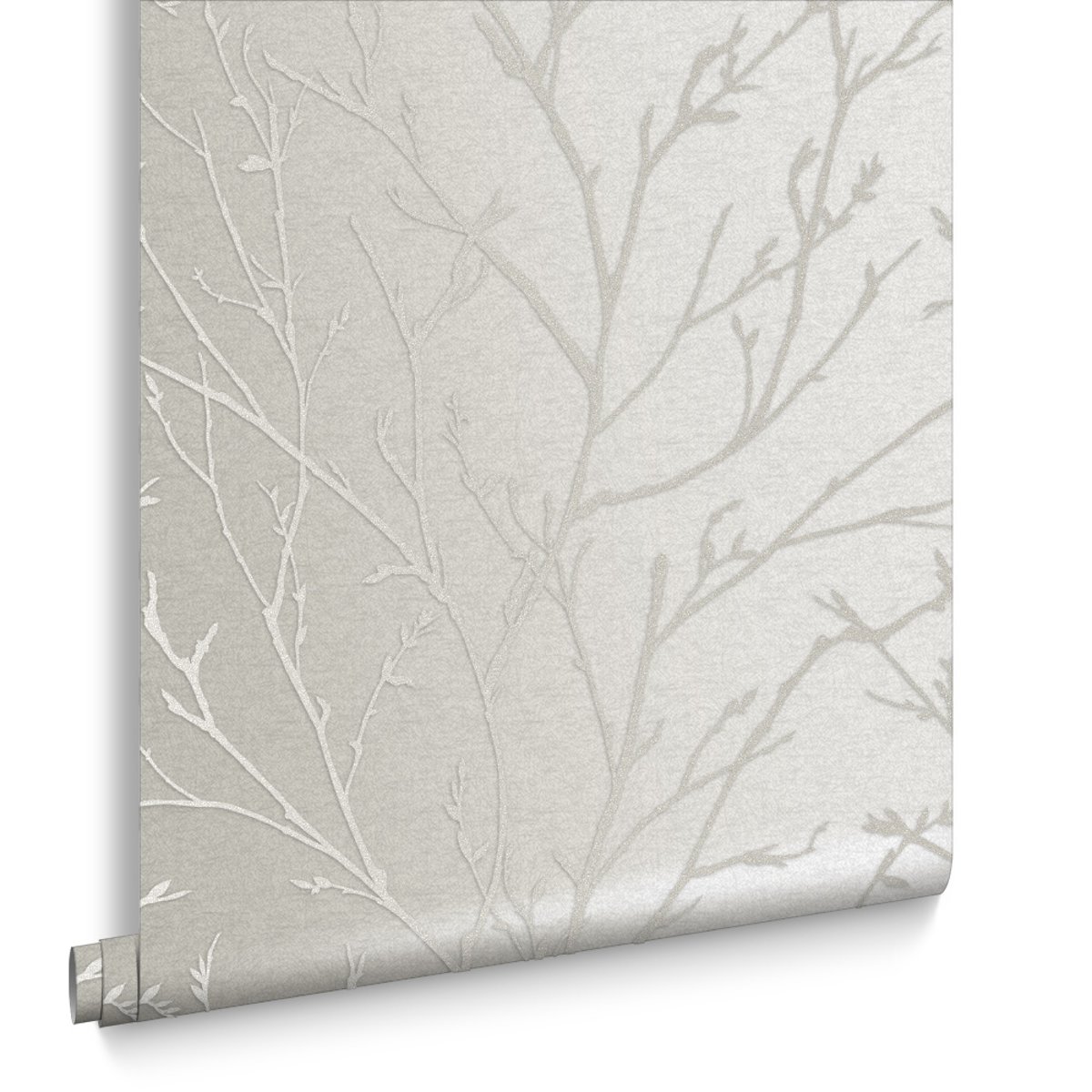 Papier peint Branches moirées Woodland beige argenté, GRAHAM ET BROWN