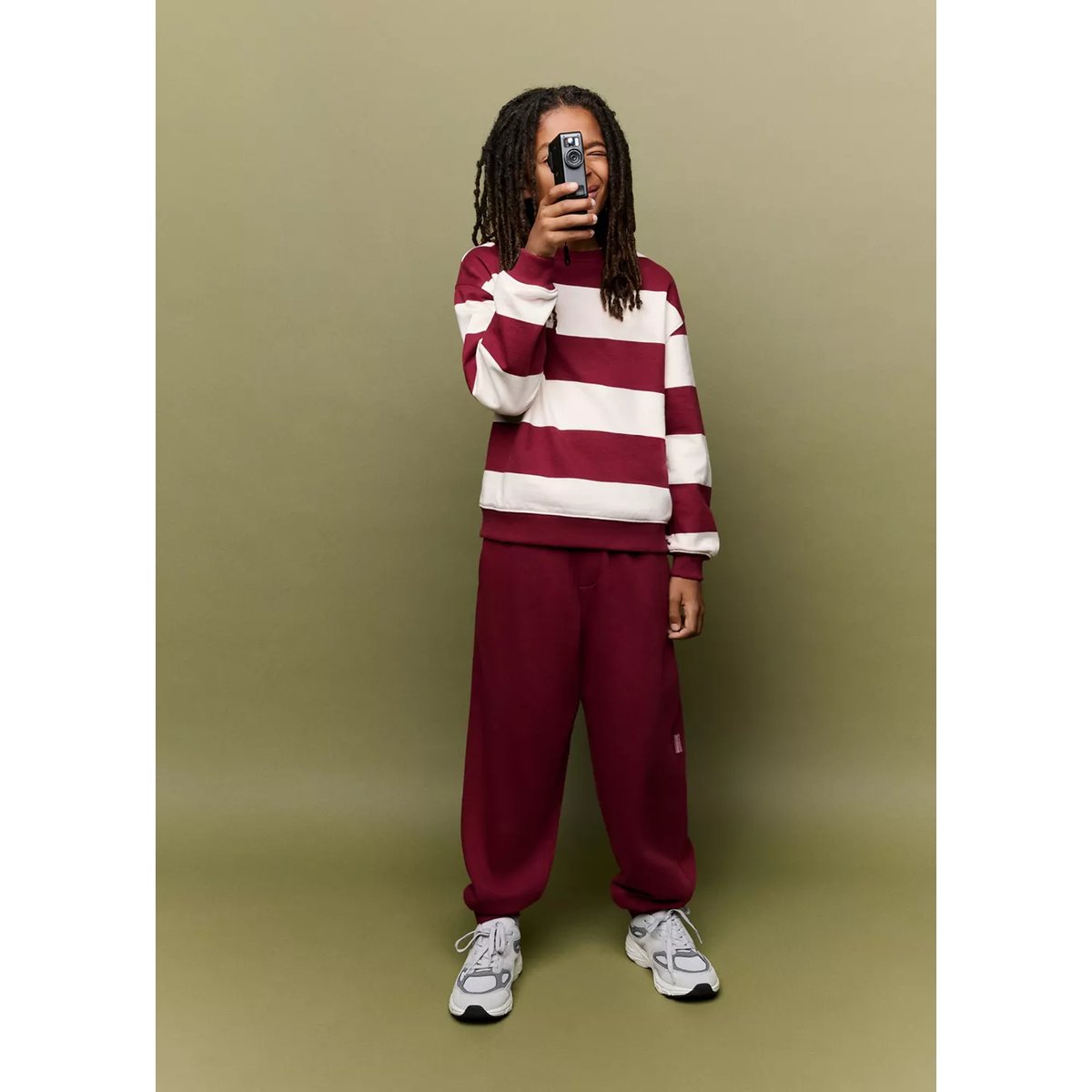 Sweat-shirt coton rayures grenat, MANGO KIDS