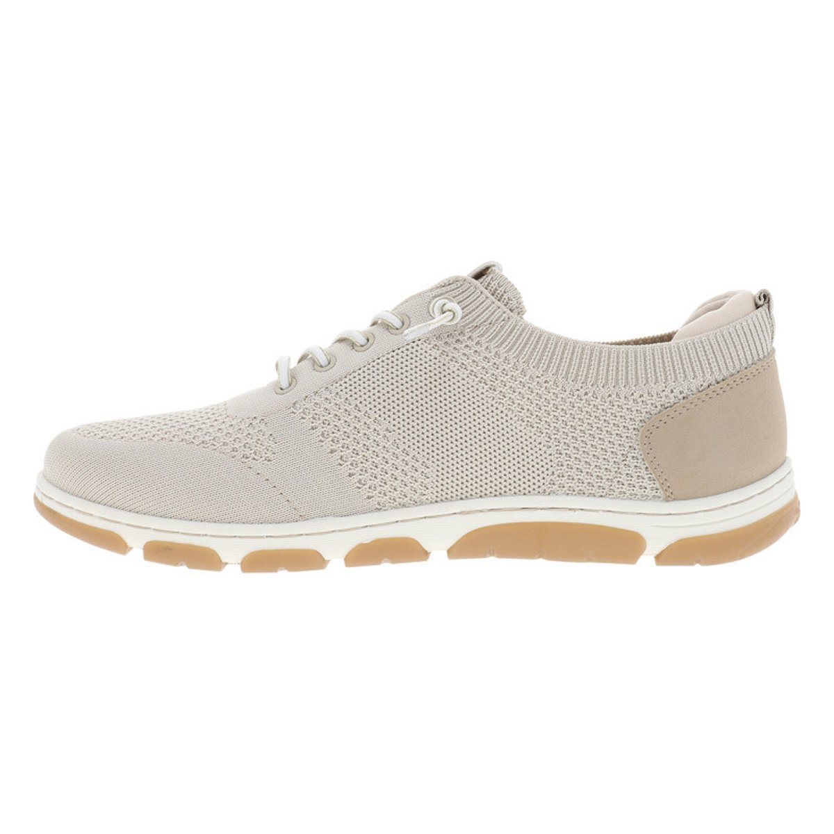 Sneakers bleu marine à talon plat avec une fermeture à lacets élastiqués beige, MUSTANG