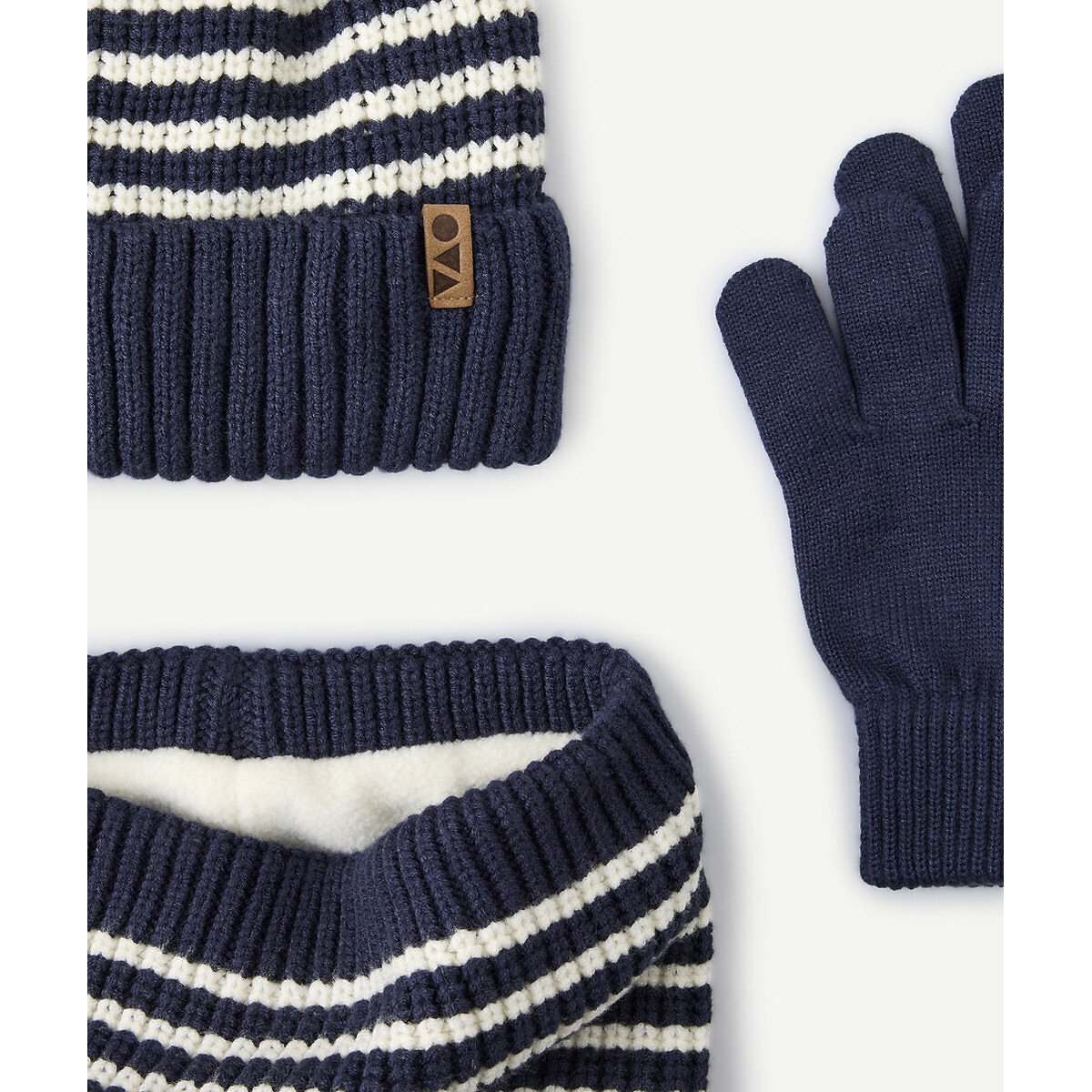 Ensemble 3 pièces, bonnet + gants + snood bleu marine, TAPE A L'OEIL