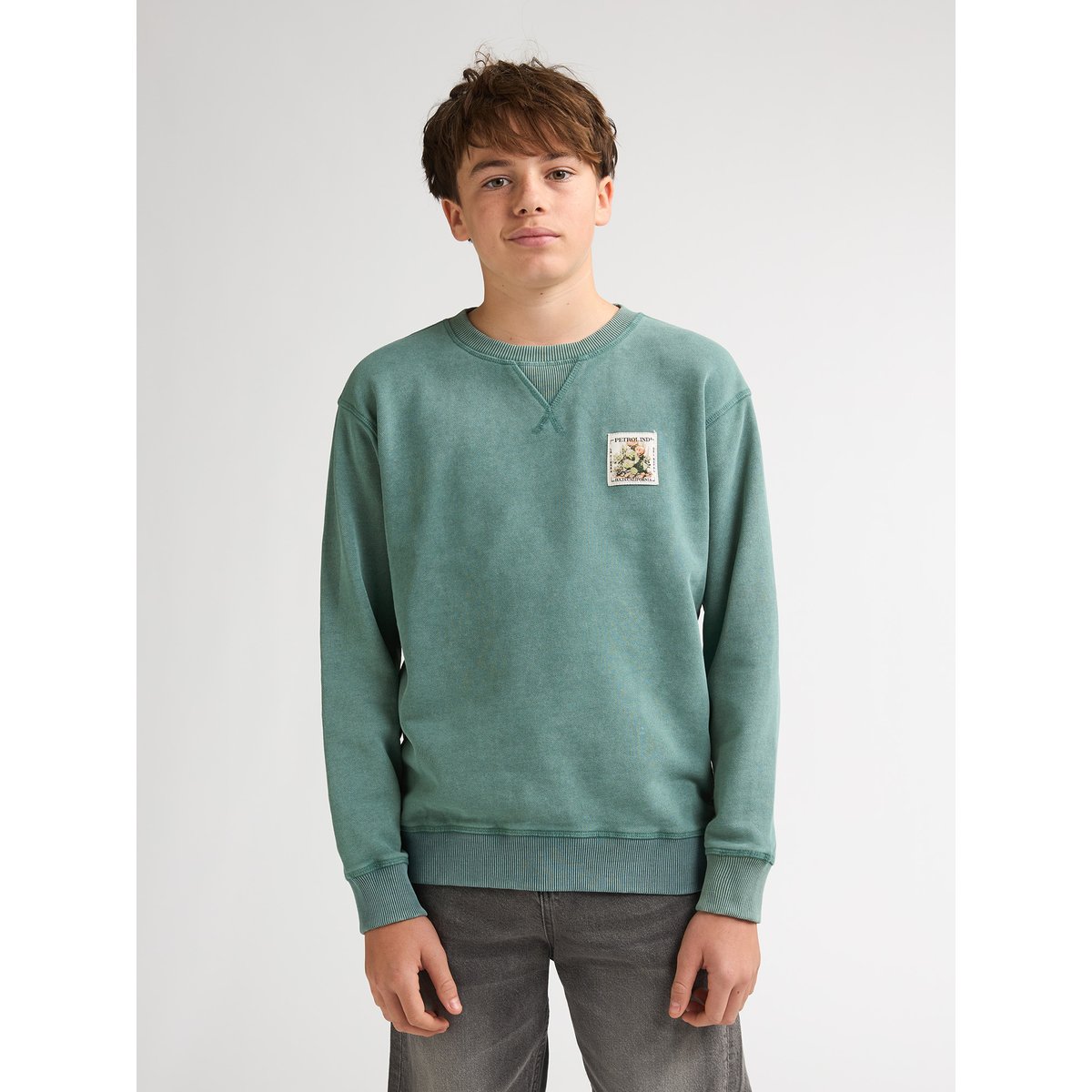 Sweat col rond imprimé Ranchero vert oil green, PETROL INDUSTRIES