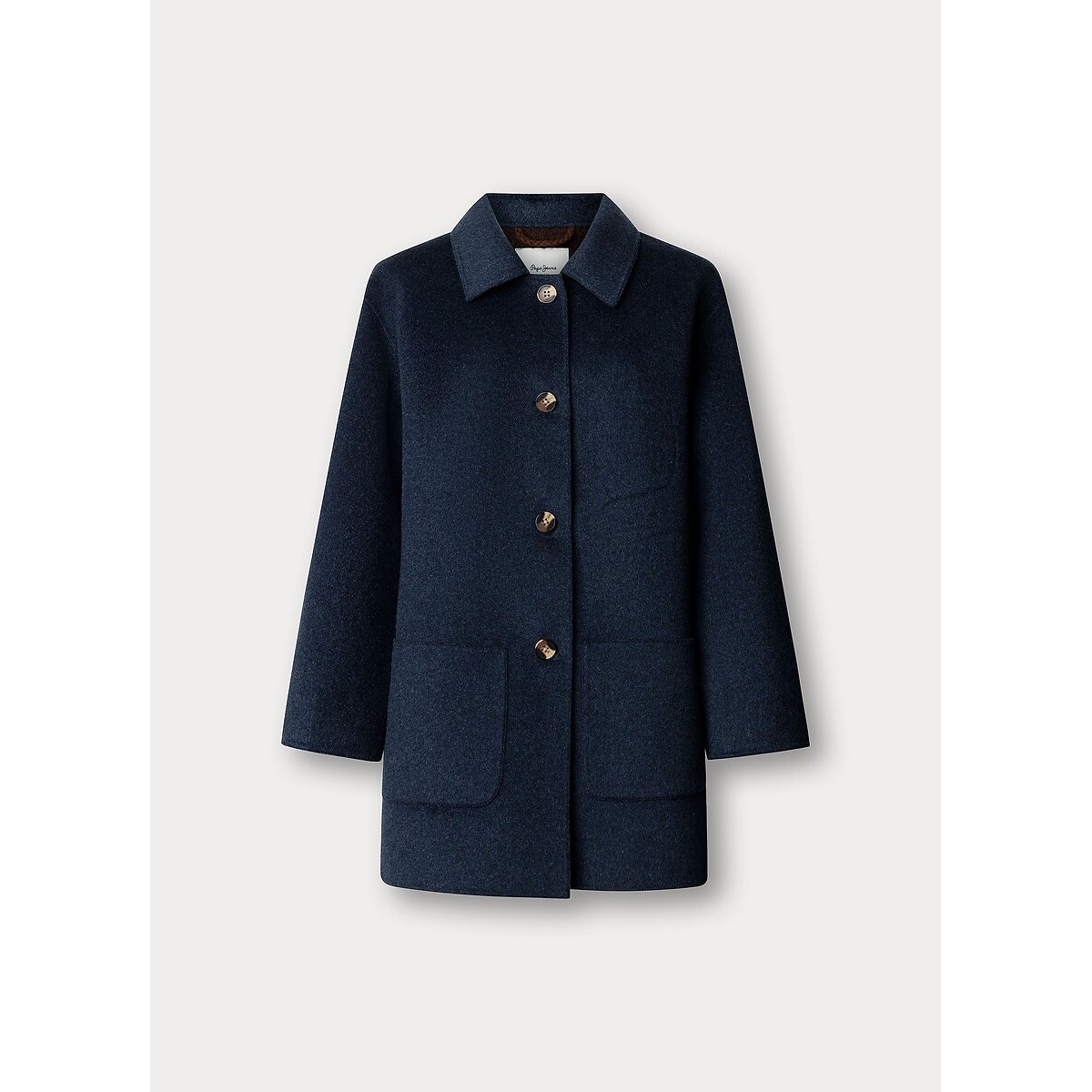 Manteau en drap de laine avec écharpe intégrée bleu marine, PEPE JEANS