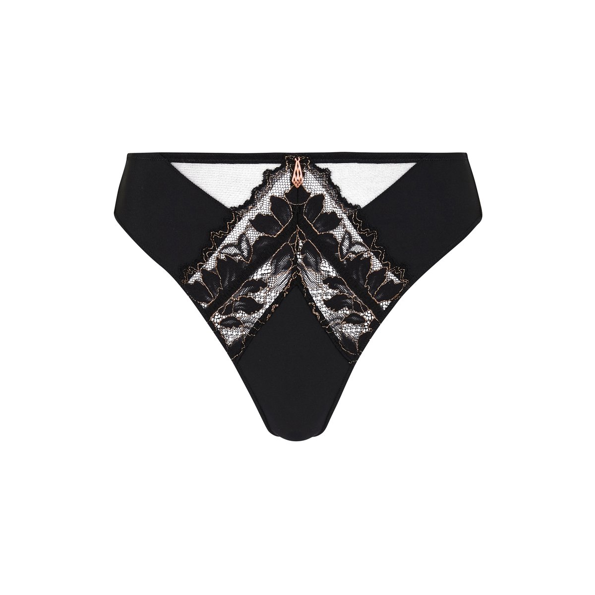 Tanga MÉLODIE noir & lurex cuivré, SANS COMPLEXE