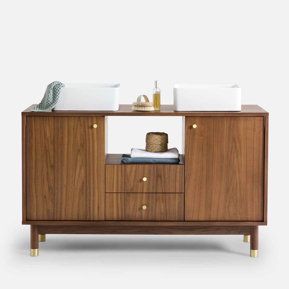 Lambro Double Bathroom Sink Unit walnut, LA REDOUTE INTERIEURS