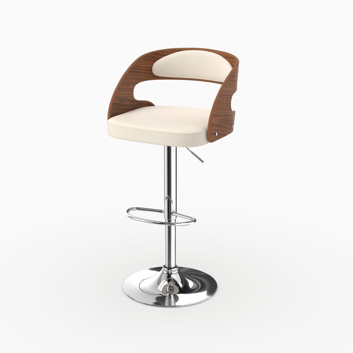 Chaise de bar réglable 62/84 cm en cuir synthétique - LOUIS blanc, MAISON PAVANE