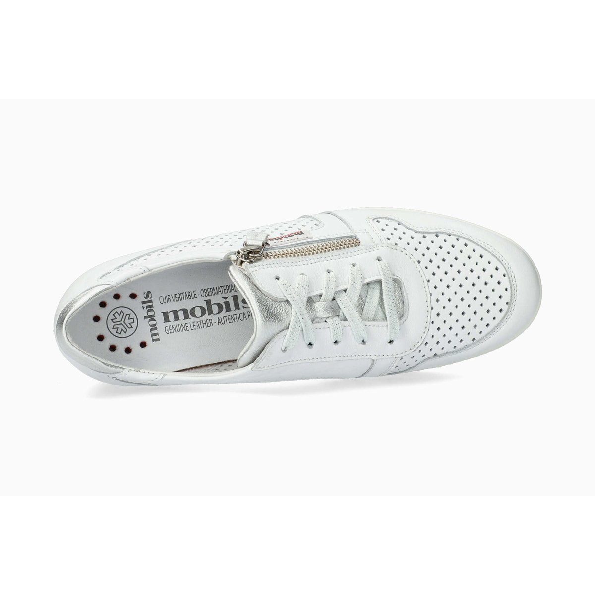 Baskets en cuir ABBY PERF blanc 5144, MEPHISTO