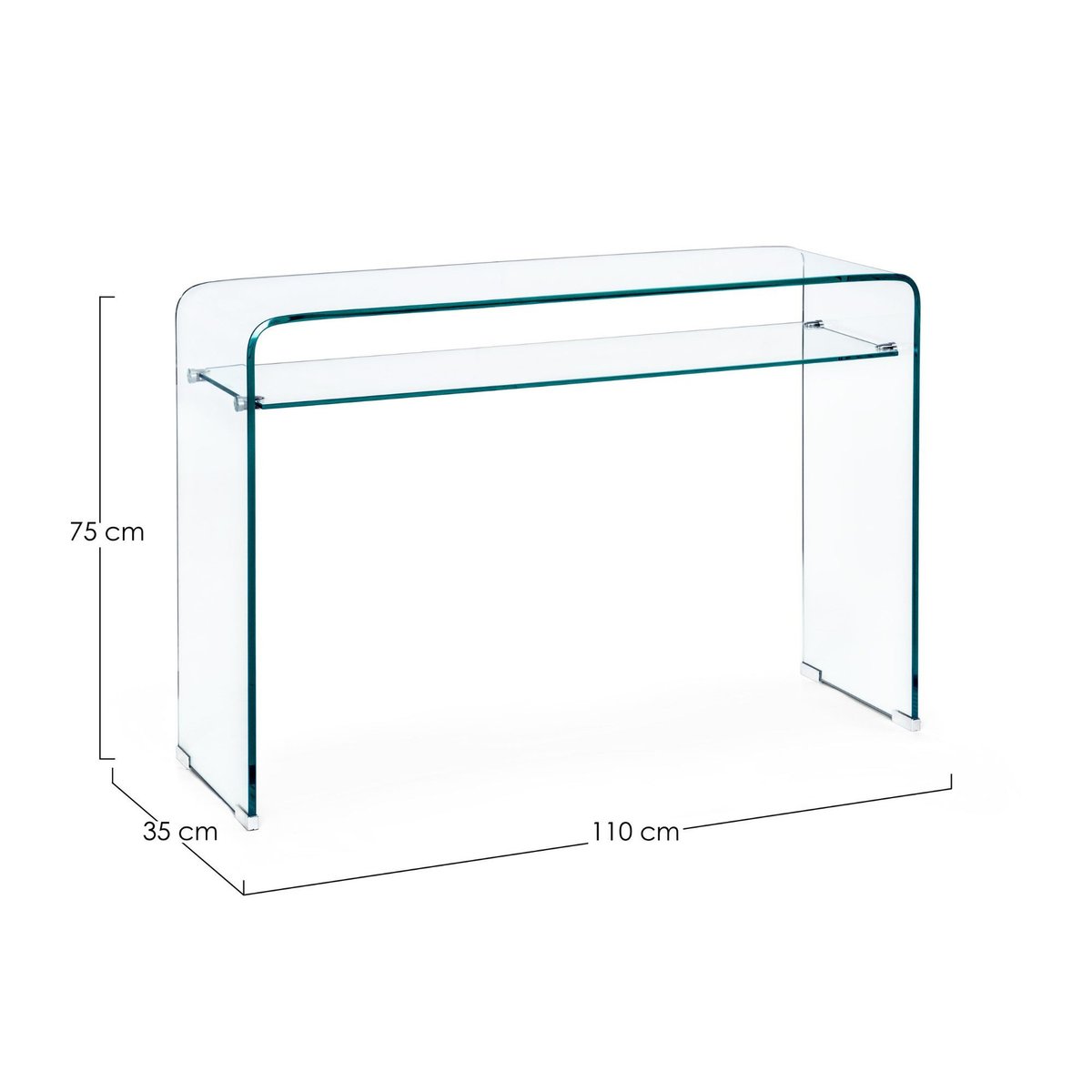 Console d'entrée design en verre à double plateau L110 - IDORA transparent, HELLIN, DEPUIS 1862