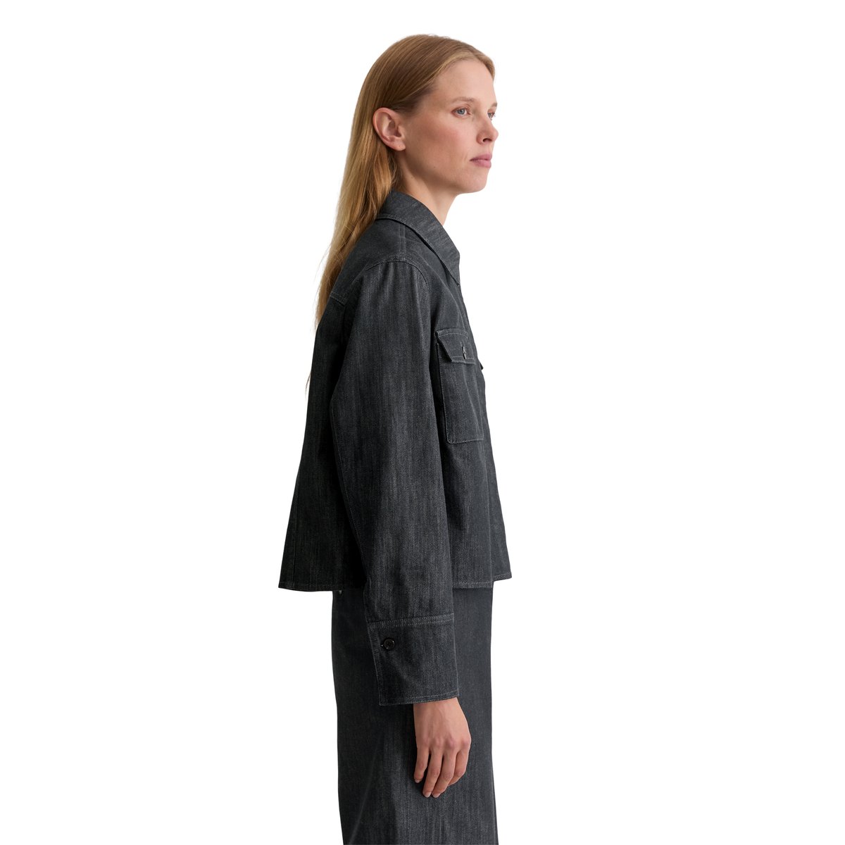 Veste d'intérieur boxy shape en Organic Cotton Stretch bleu foncé, MARC O'POLO