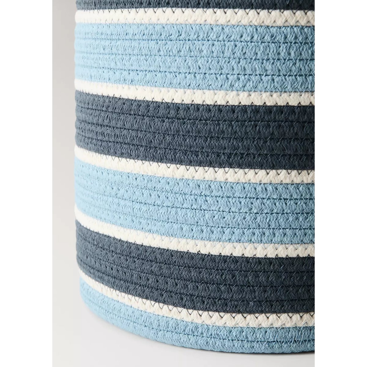 Panier en coton poignées rayées bleu, MANGO HOME