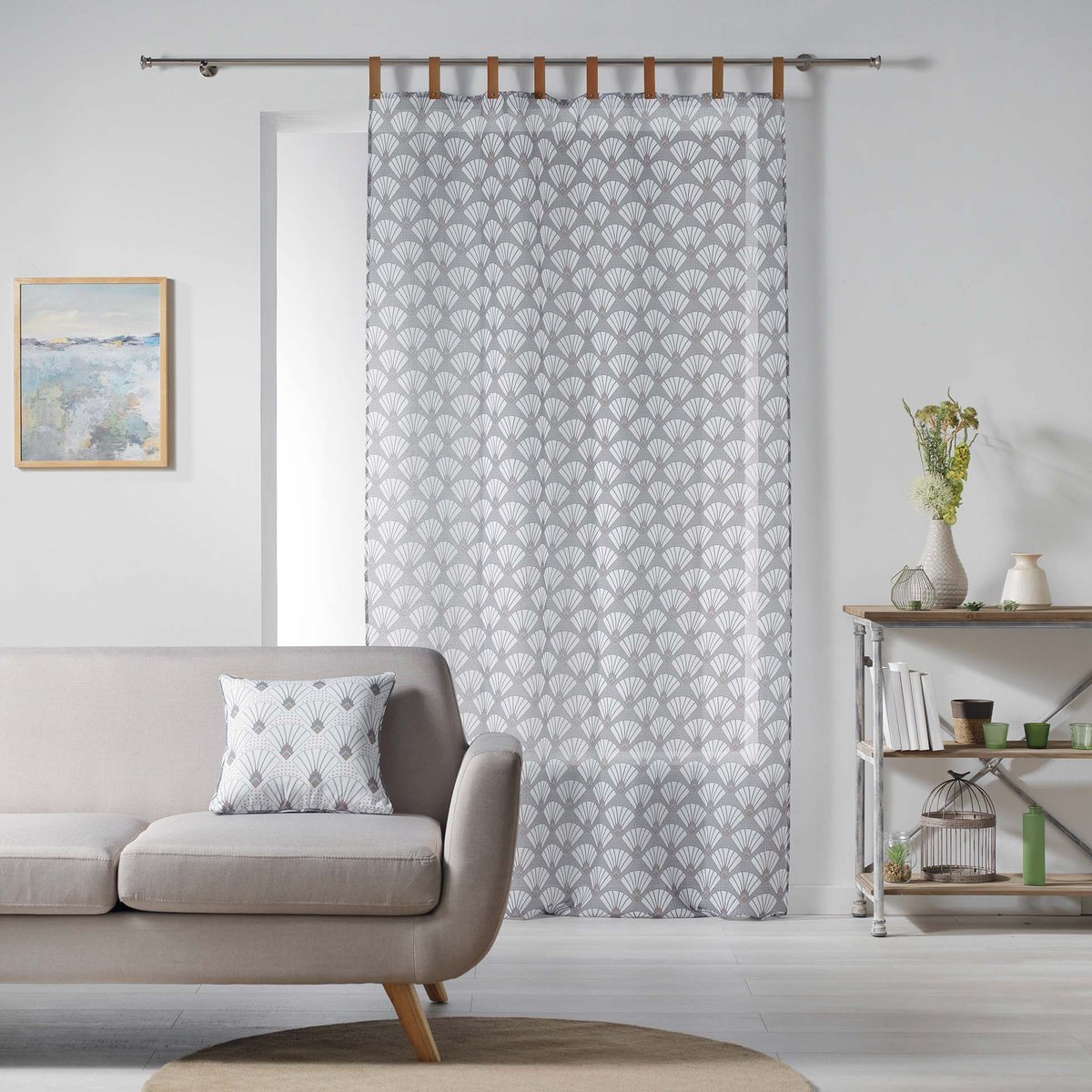 Voilage sable a oeillets Art déco chic anthracite, EDEN