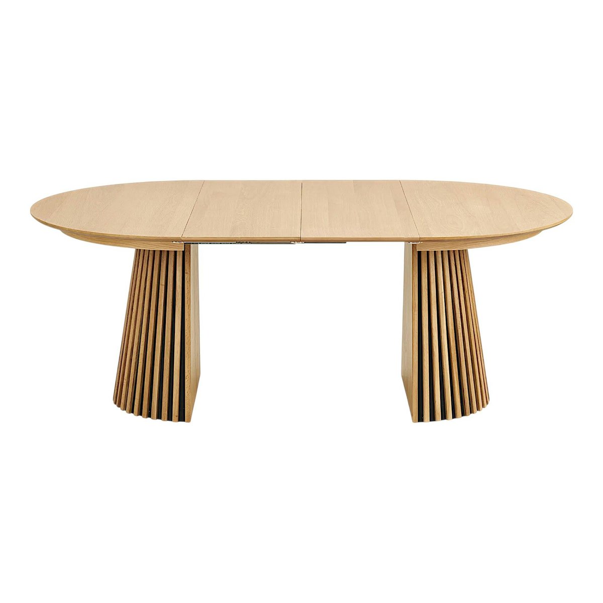 Ensemble table et chaises beige bouclette (lot de 9 pièces) AMSTERDAM bois naturel, PIER IMPORT