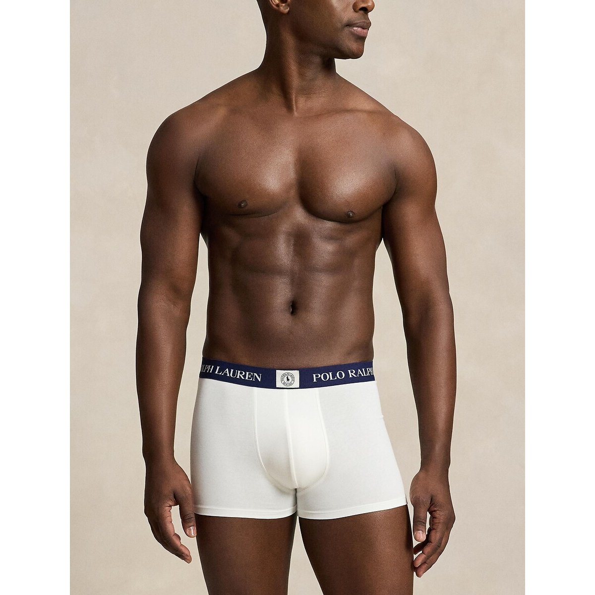 Lot de 3 slips-boxers classiques en coton stretch marine + blanc + marine, POLO RALPH LAUREN