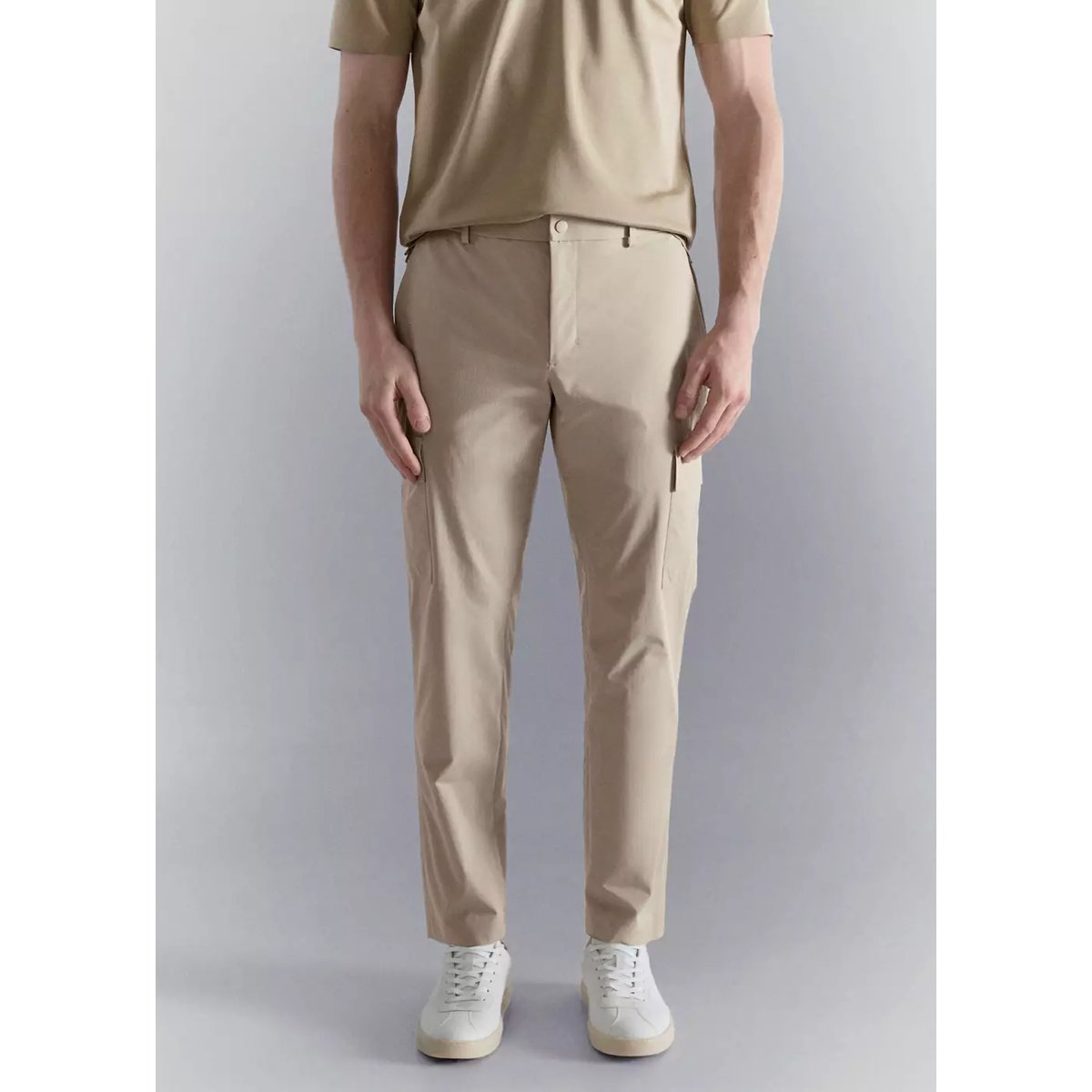 Pantalon cargo slim-fit comfort stretch beige, MANGO MAN