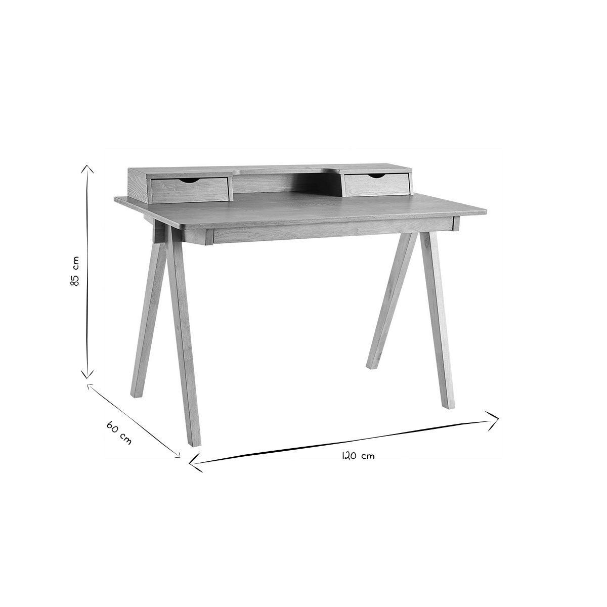 Bureau avec rangements bois clair L120 cm PULITO marron clair, MILIBOO