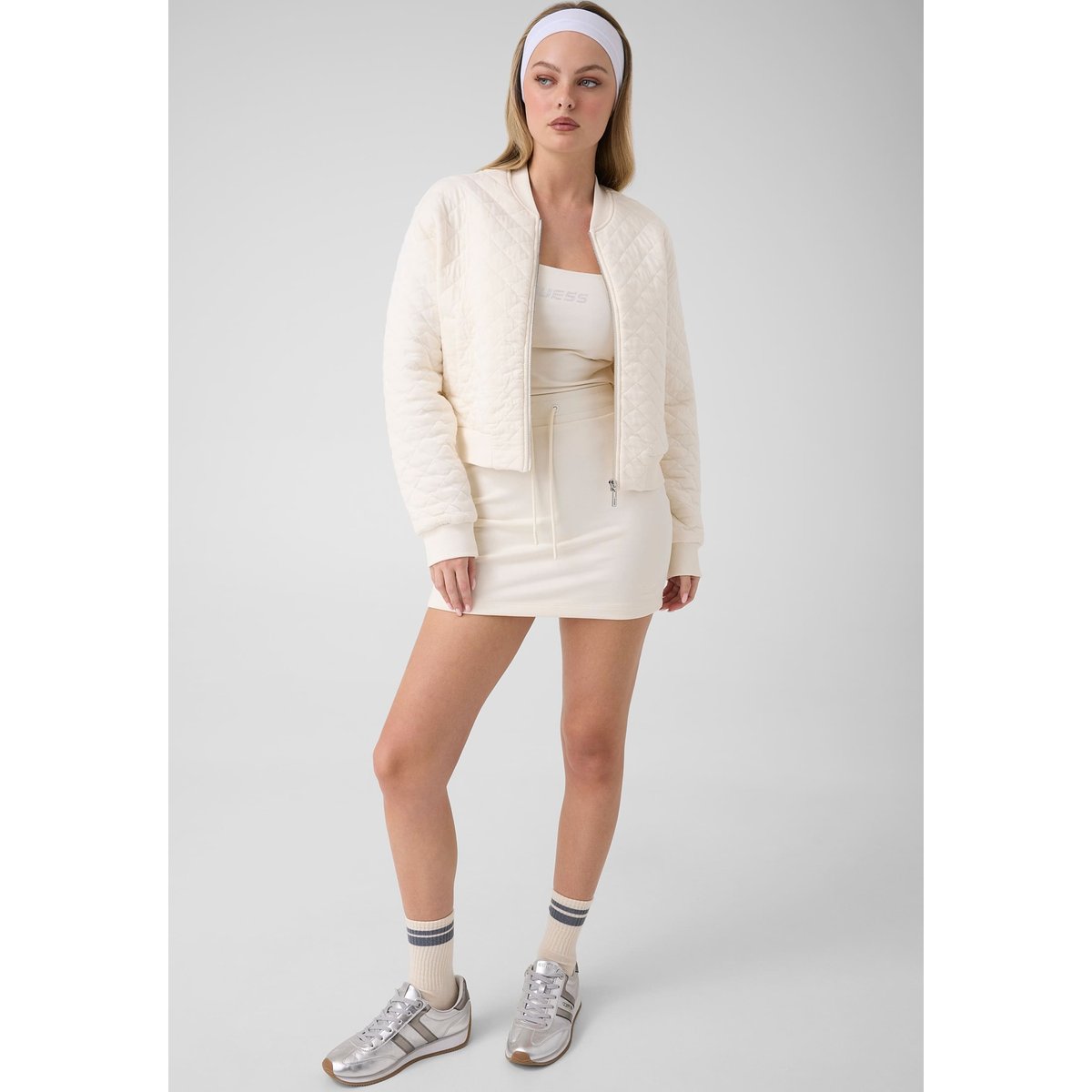 Mini-Jupe Avec Logo Brodé blanc, GUESS