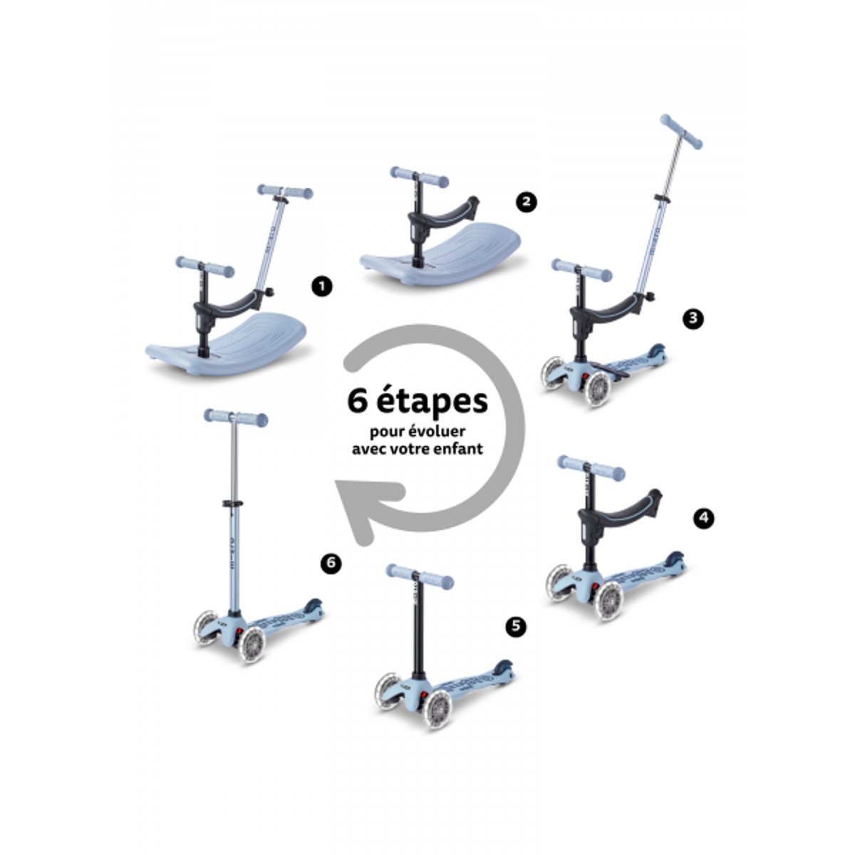 Mini Micro Rock Go LED - Ardoise bleu, MICRO MOBILITY
