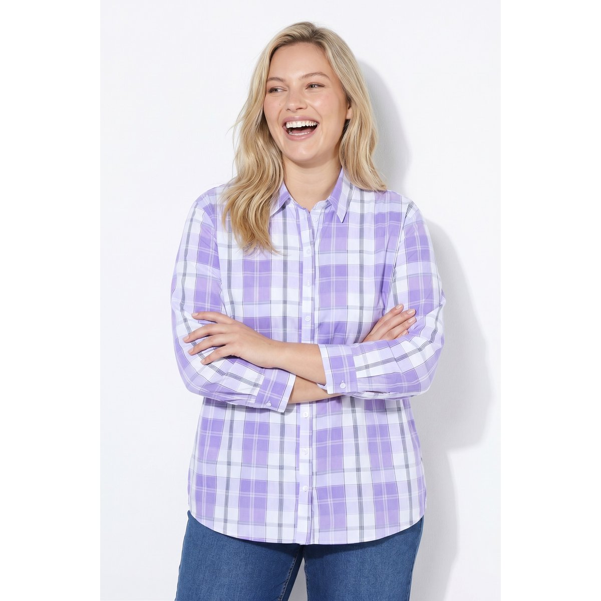 Chemisier à carreaux oversize violet, ULLA POPKEN