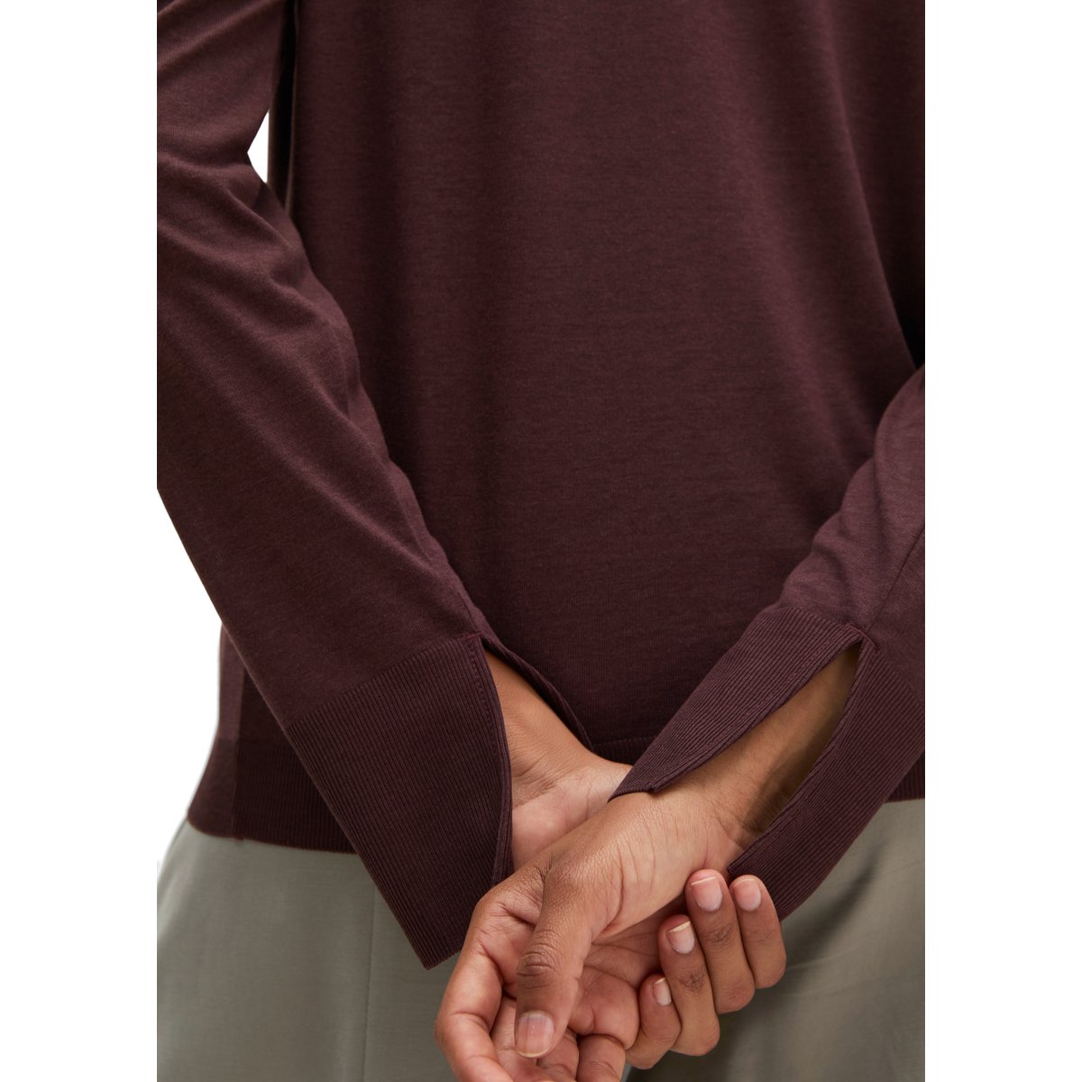 T-shirt long de luxe relaxed en mélange de TENCEL™ Lyocell et de coton rouge, MARC O'POLO