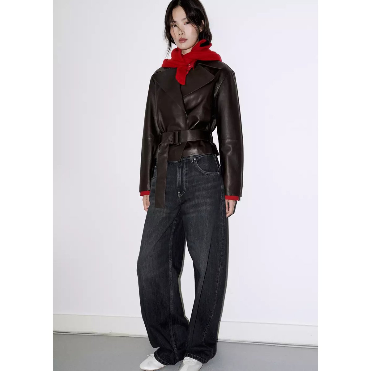 Foulard mélange laine cachemire rouge, MANGO