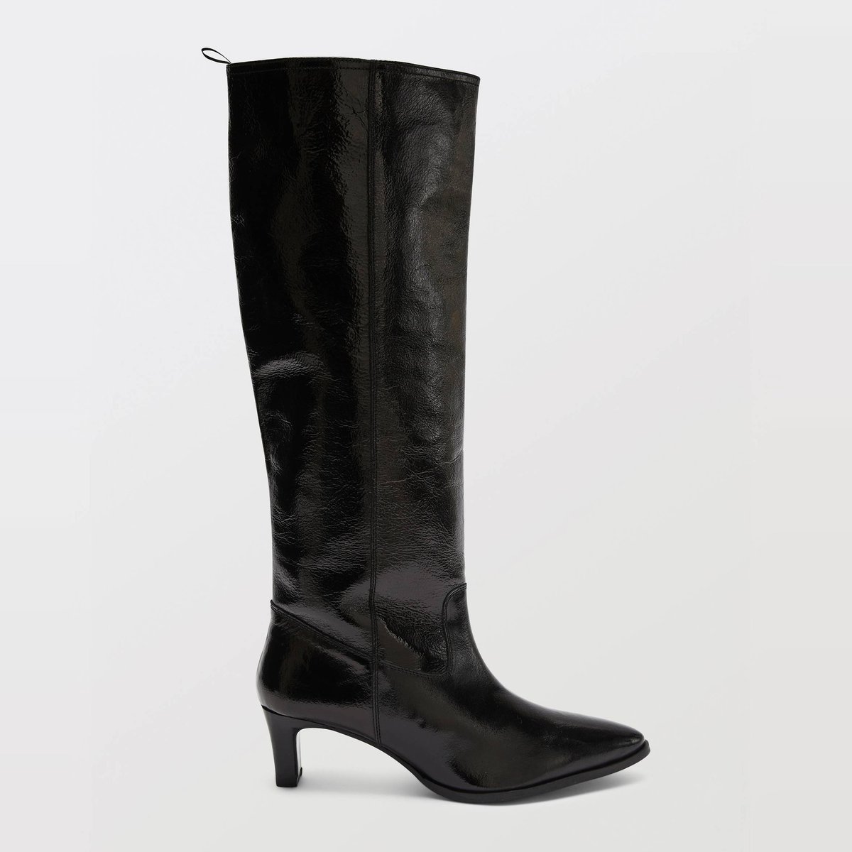 Bottes hautes en cuir à talon noir, MONOPRIX