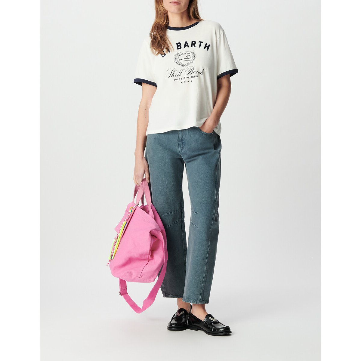 T-shirt col rond manches courtes imprimé blanc cassé, IKKS