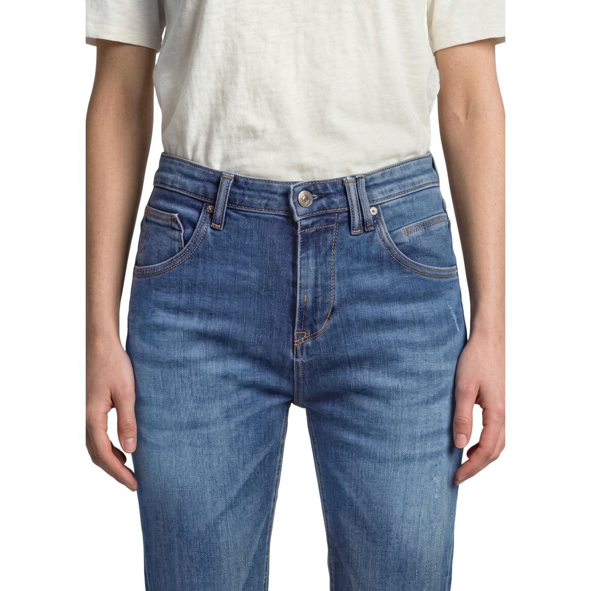 Jeans modèle Freja boyfriend en coton biologique mélangé bleu, MARC O’POLO DENIM
