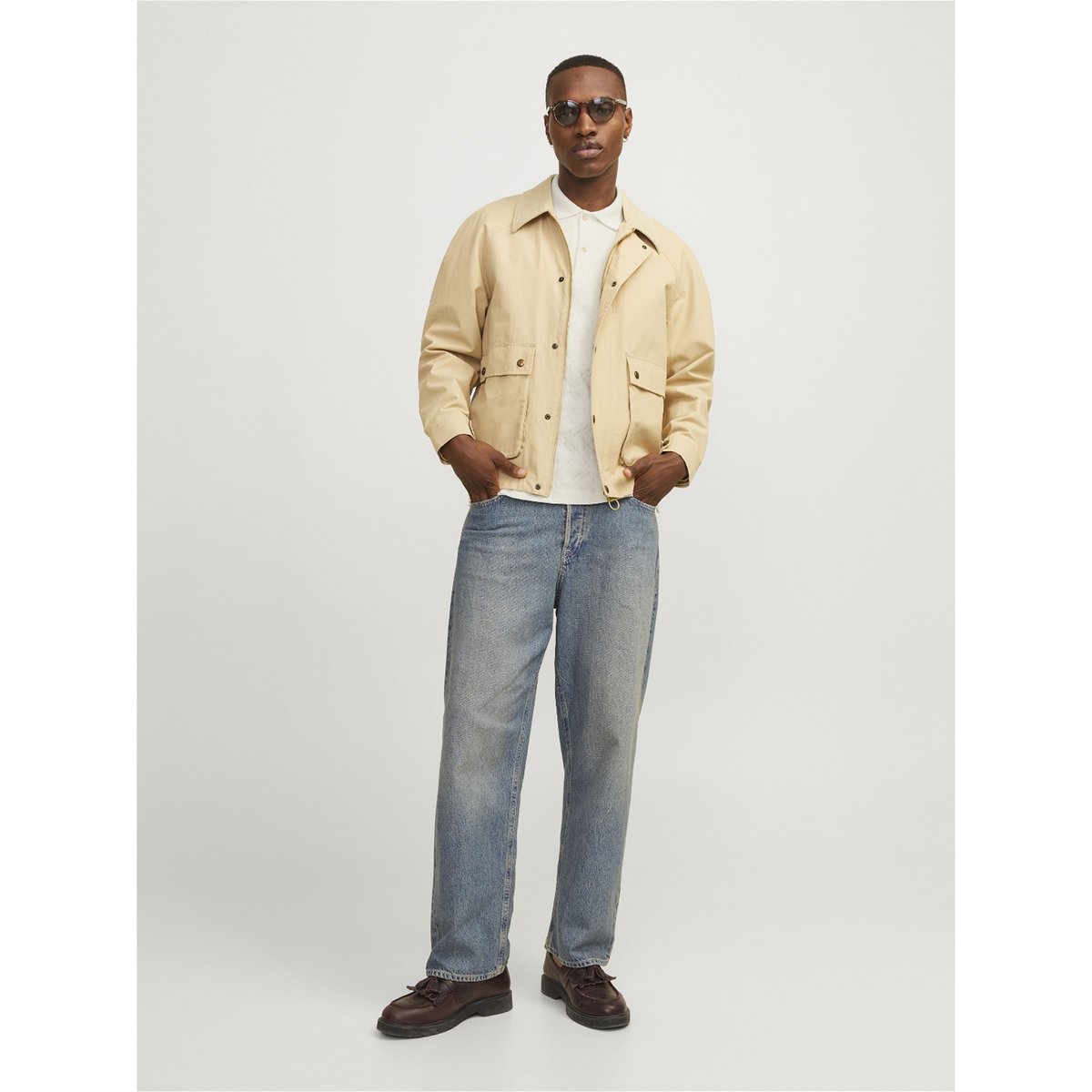 T-shirt Uni T-shirt jaune - white onyx, JACK AND JONES PREMIUM