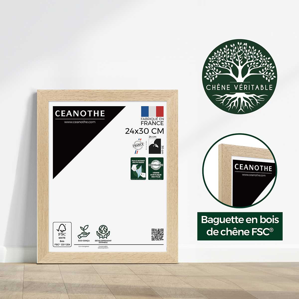 Cadre Photo En Chêne TARA bois brut, CEANOTHE