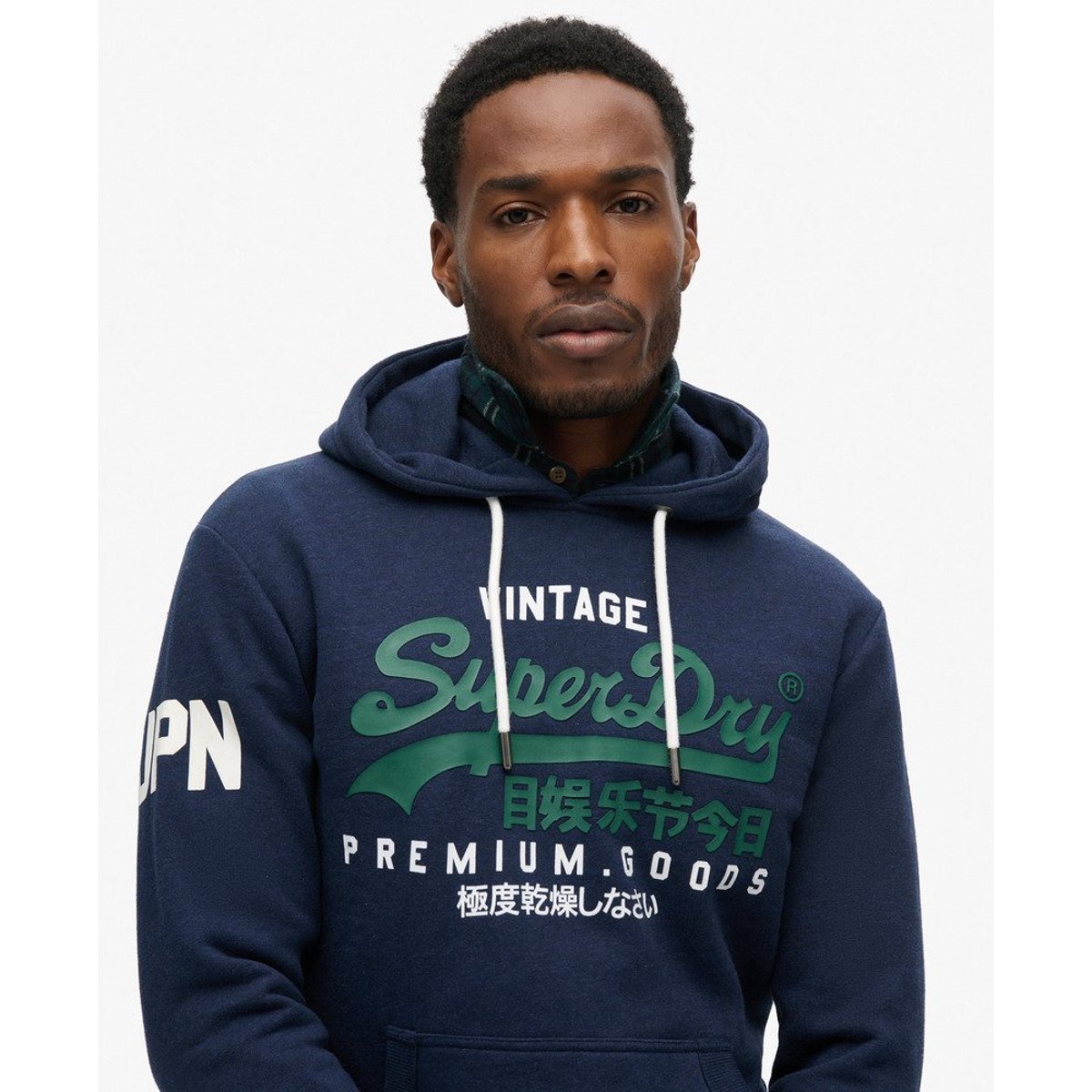 Sweat à capuche Vintage Logo bleu marine, SUPERDRY