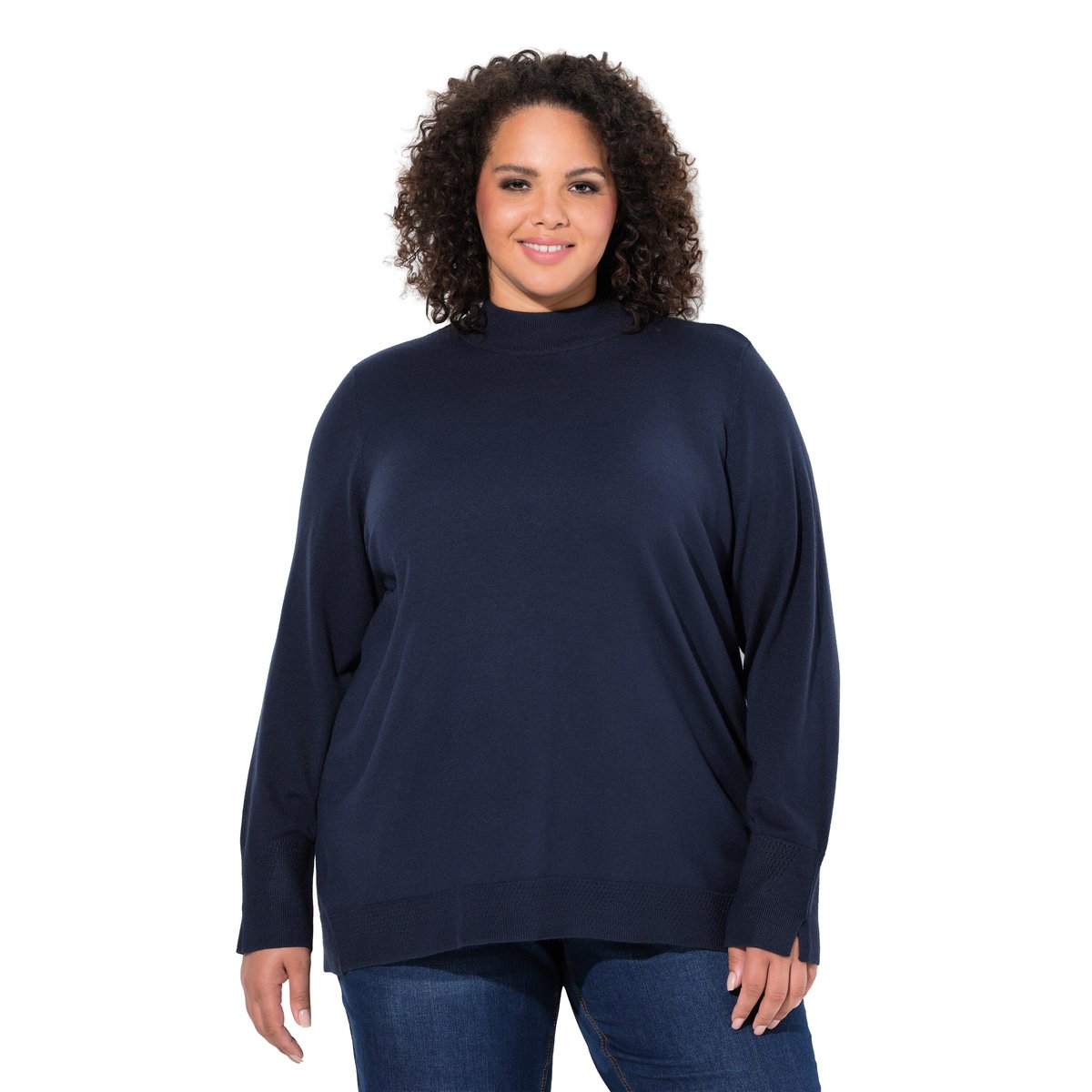 Pull col légèrement montant et marine, ULLA POPKEN