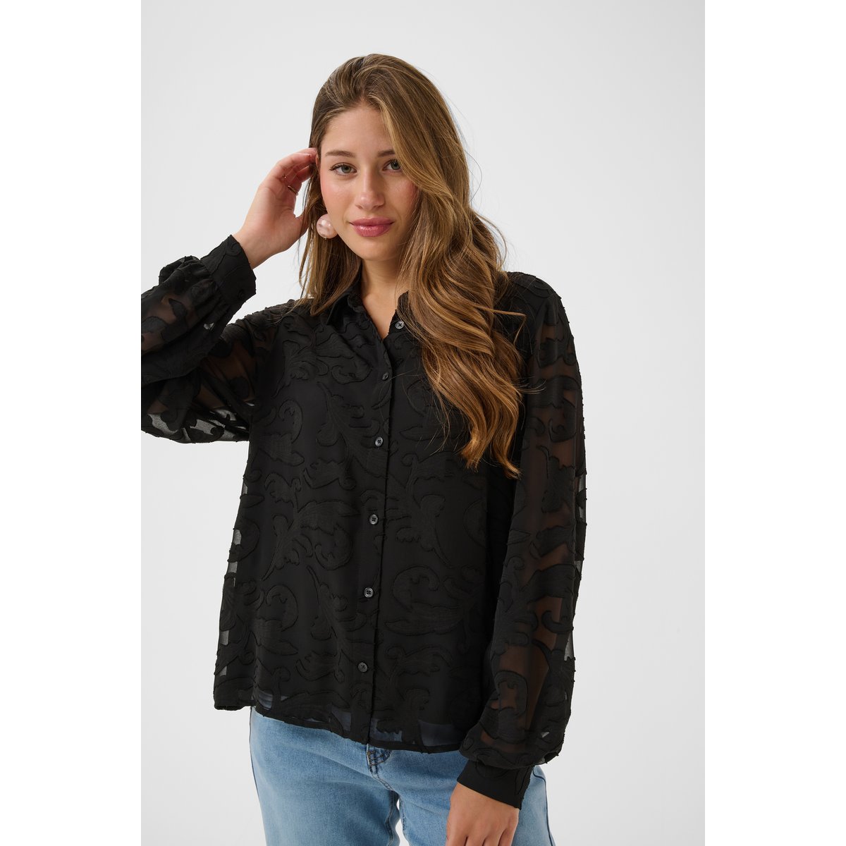 Chemise à manches longues noir pitch black, CREAM