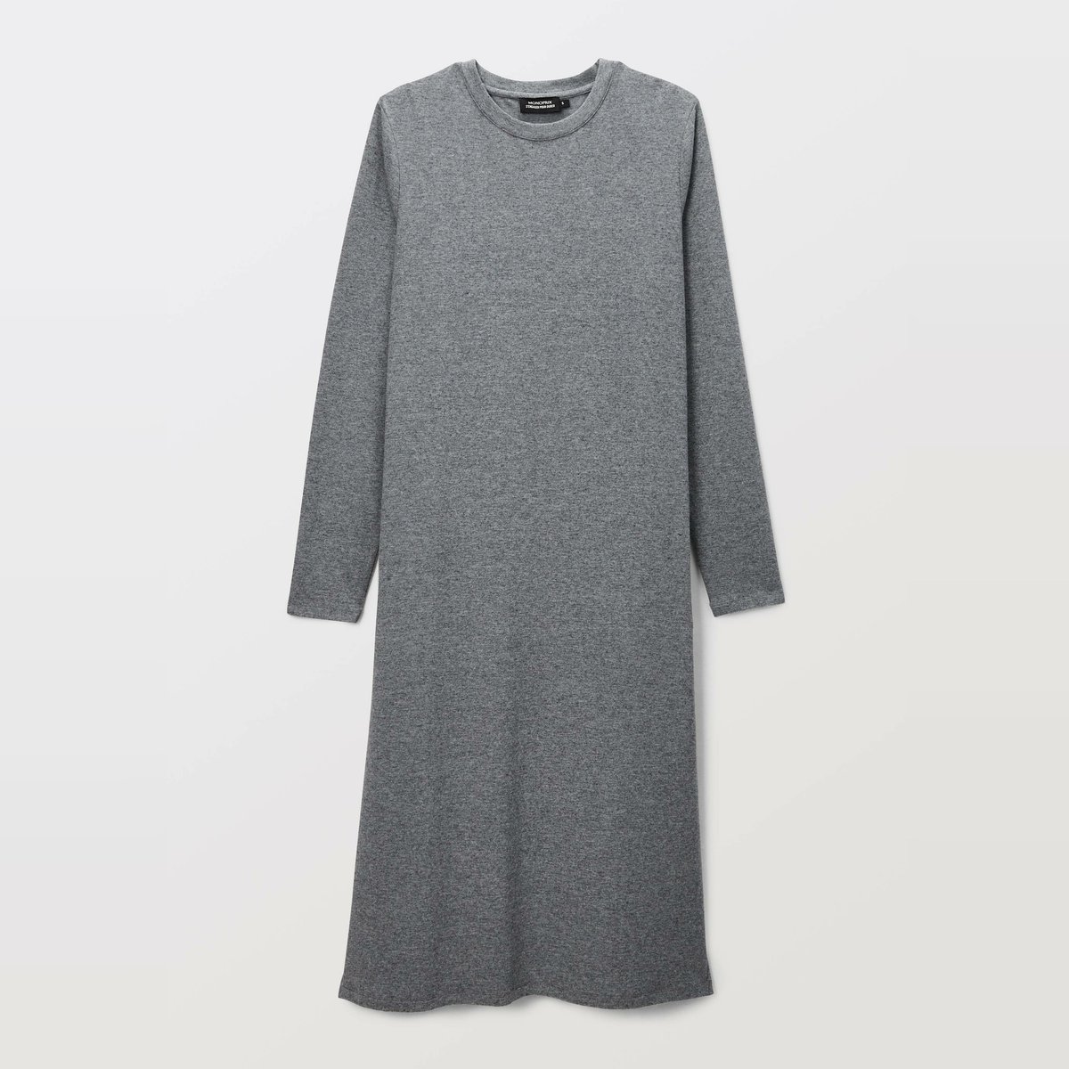 Chemise de nuit unie en coton et modal anthracite, MONOPRIX