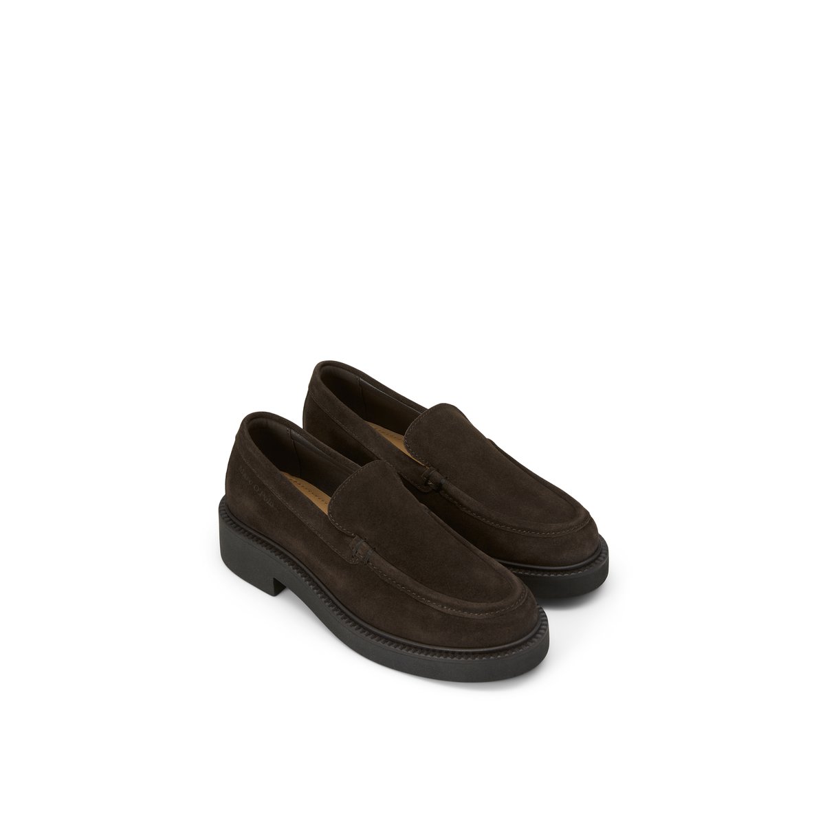 Mocassins modèle Perla en cuir velours souple marron foncé, MARC O'POLO