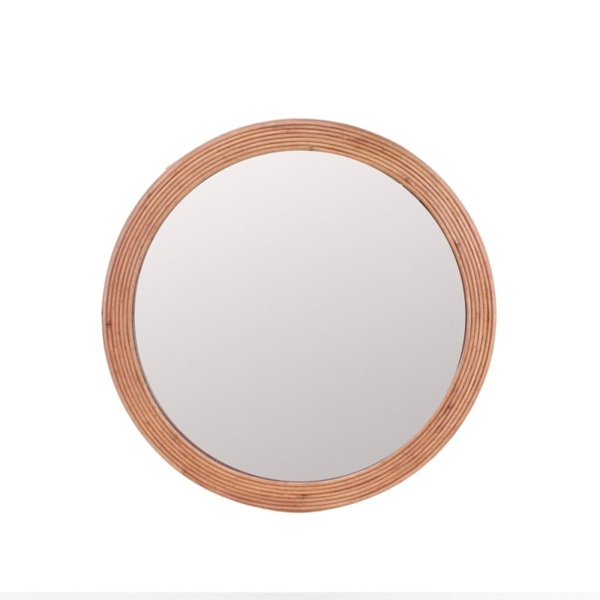 Miroir rond contour rotin 45cm marron, ORNAMI